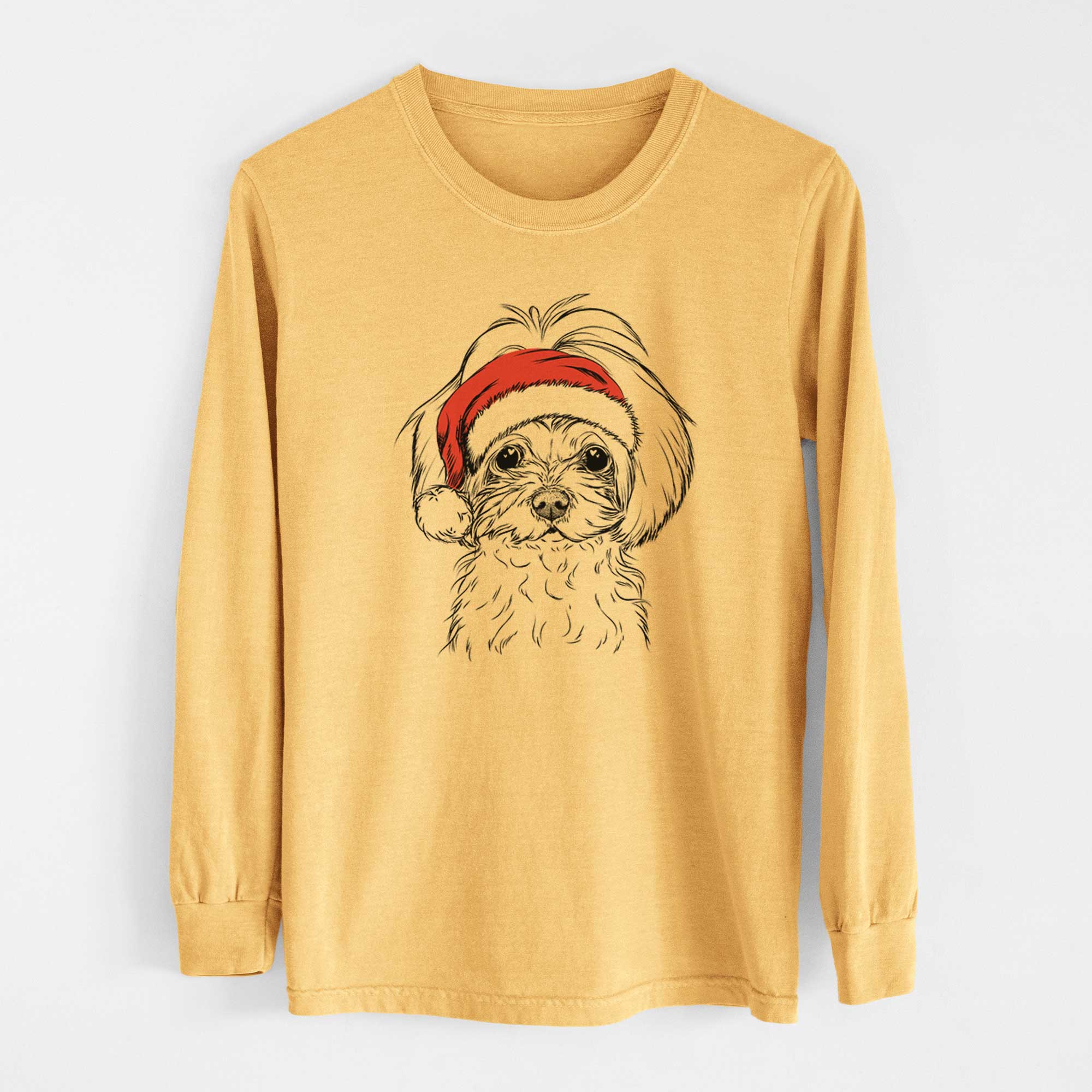 Santa Ellie the Maltese - Heavyweight 100% Cotton Long Sleeve