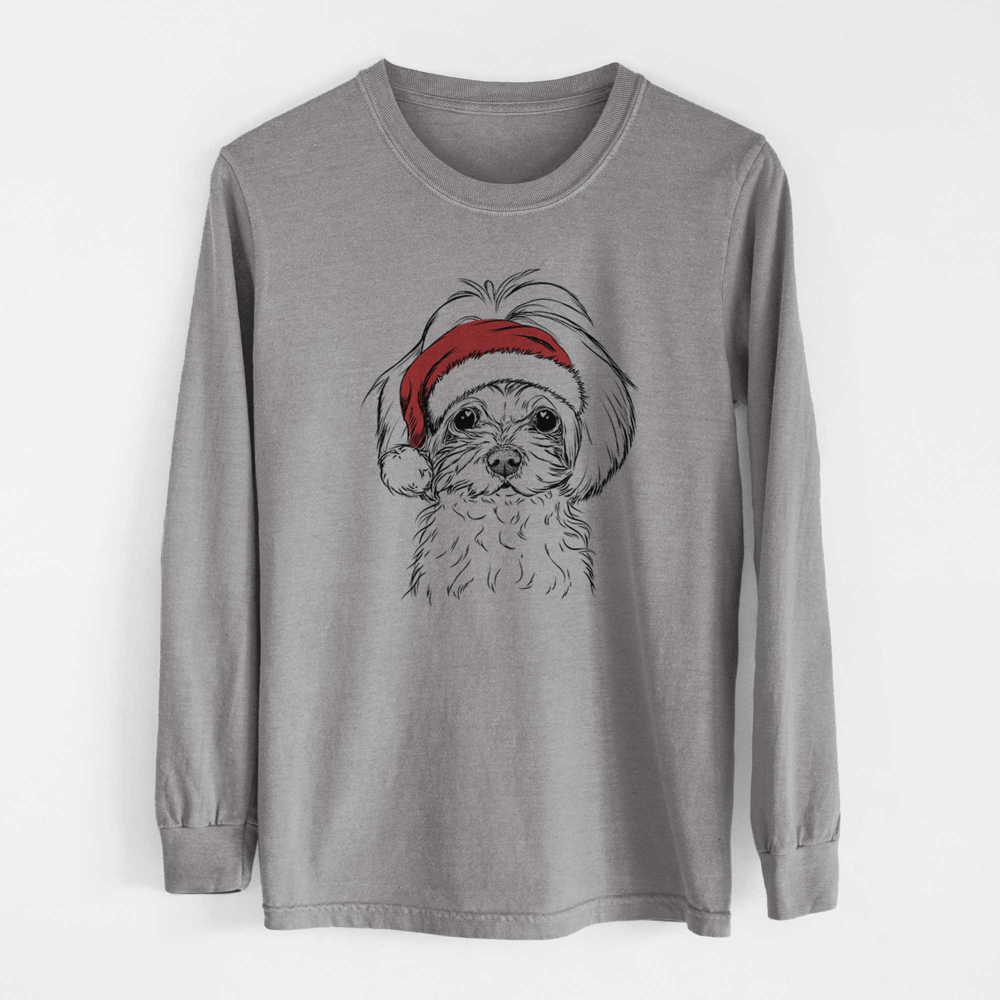 Santa Ellie the Maltese - Heavyweight 100% Cotton Long Sleeve