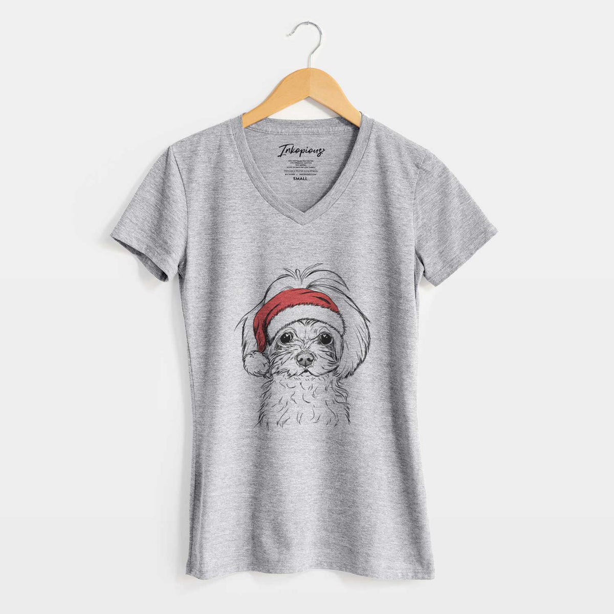 Santa Ellie the Maltese - Women's V-neck Shirt