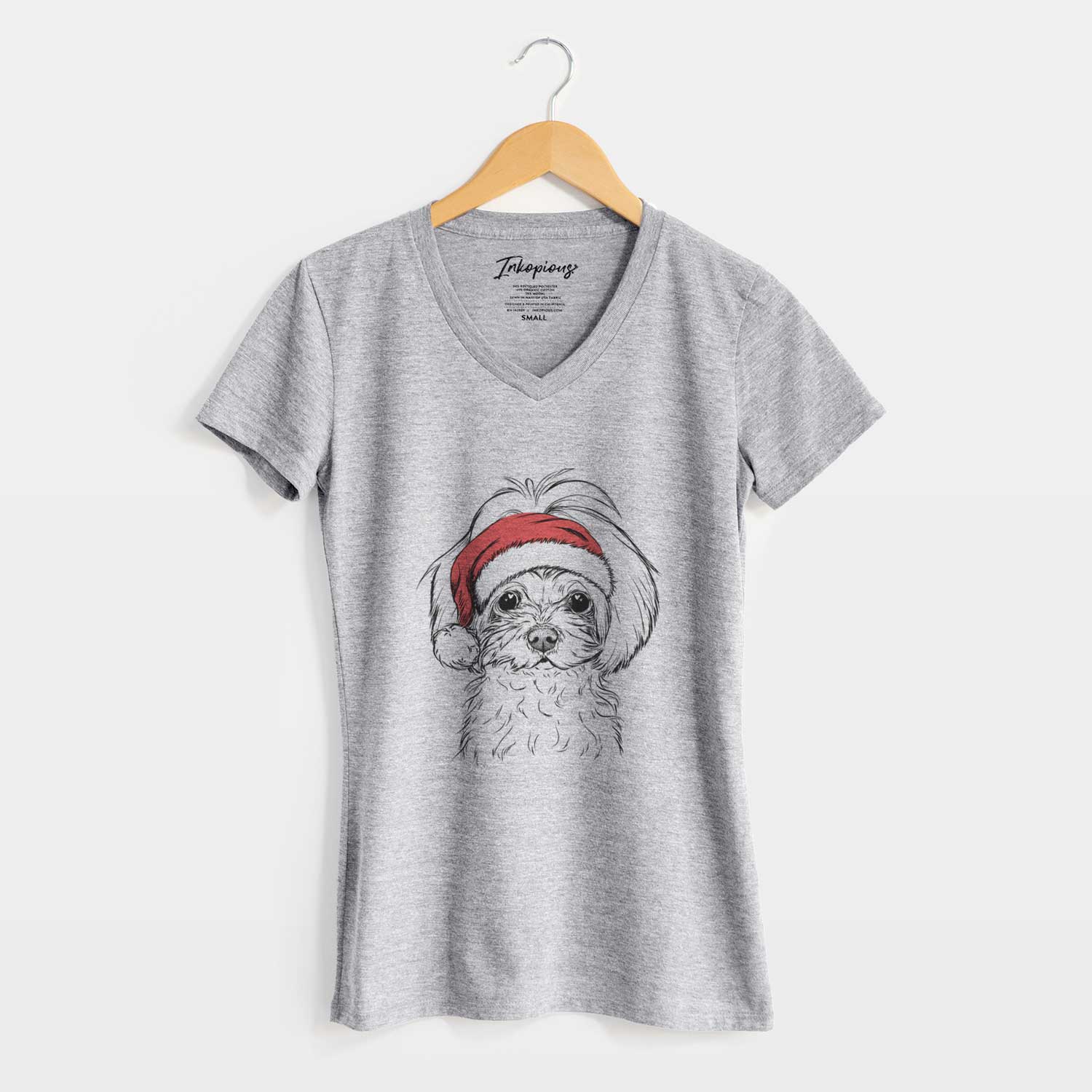 Santa Ellie the Maltese - Women's V-neck Shirt