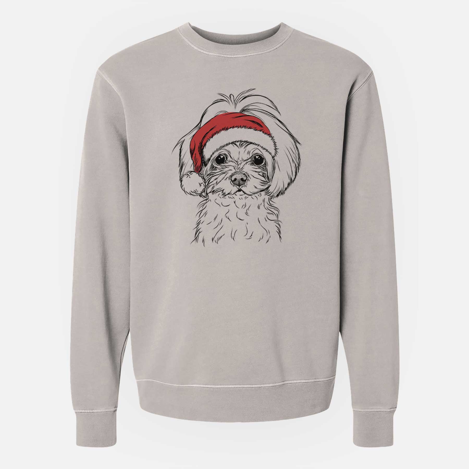 Santa Ellie the Maltese - Unisex Pigment Dyed Crew Sweatshirt