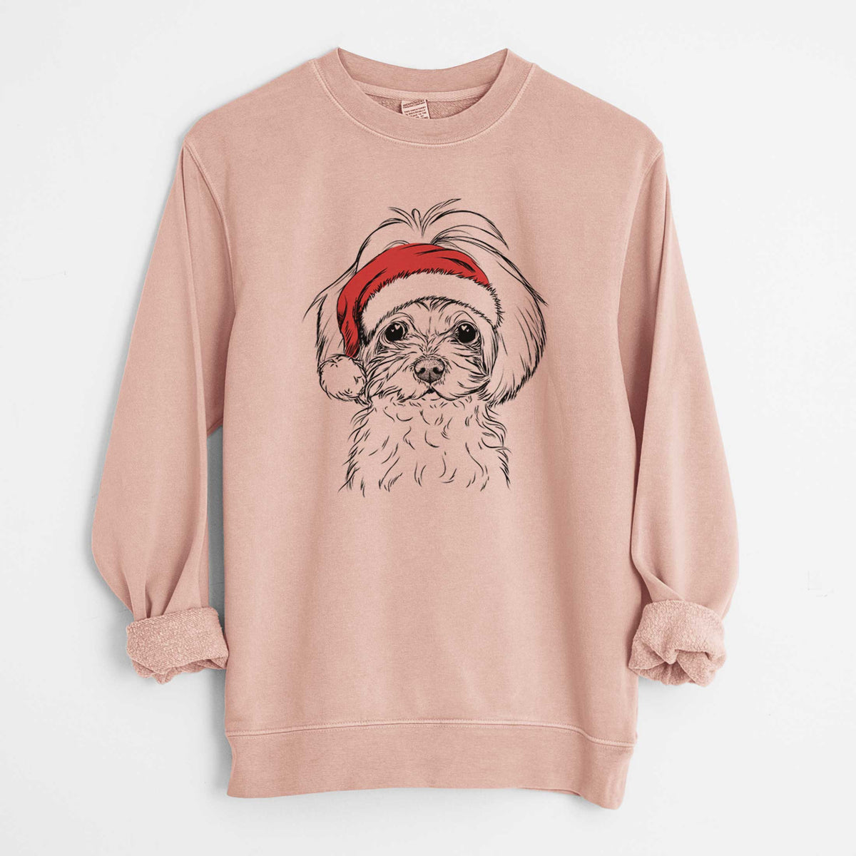 Santa Ellie the Maltese - Unisex Pigment Dyed Crew Sweatshirt