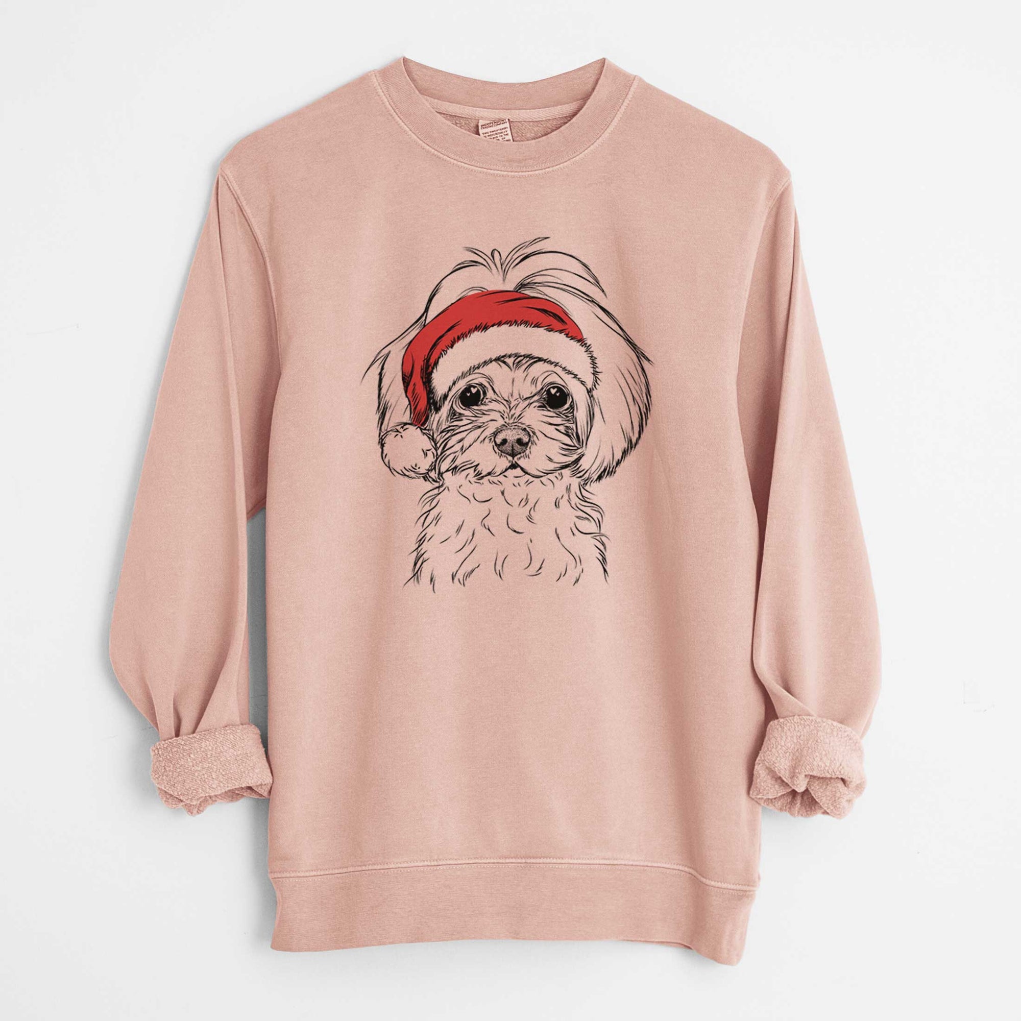 Santa Ellie the Maltese - Unisex Pigment Dyed Crew Sweatshirt