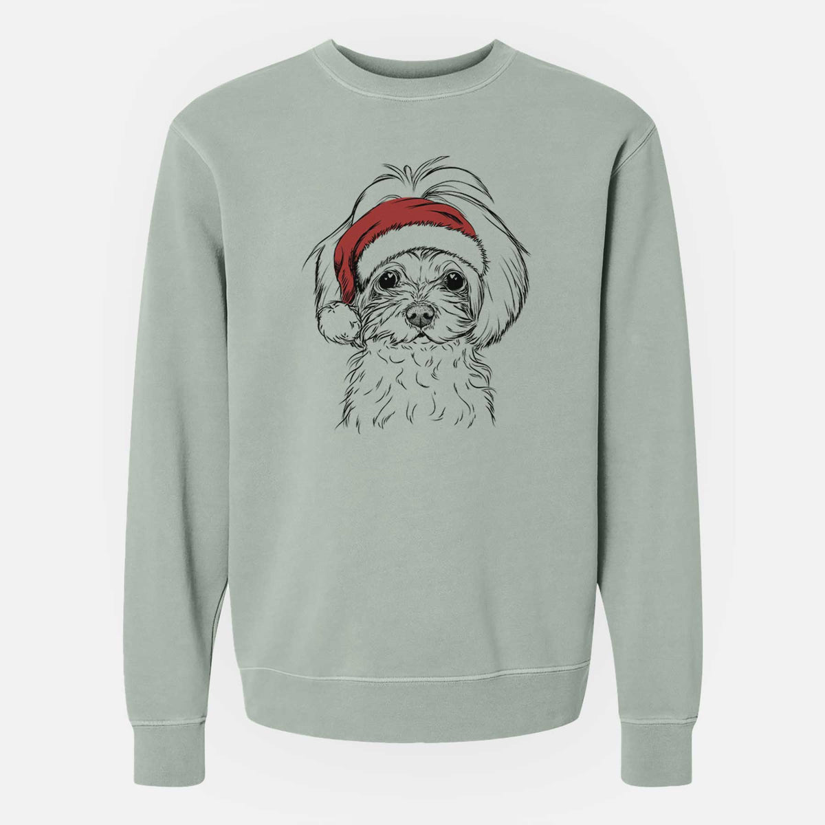 Santa Ellie the Maltese - Unisex Pigment Dyed Crew Sweatshirt