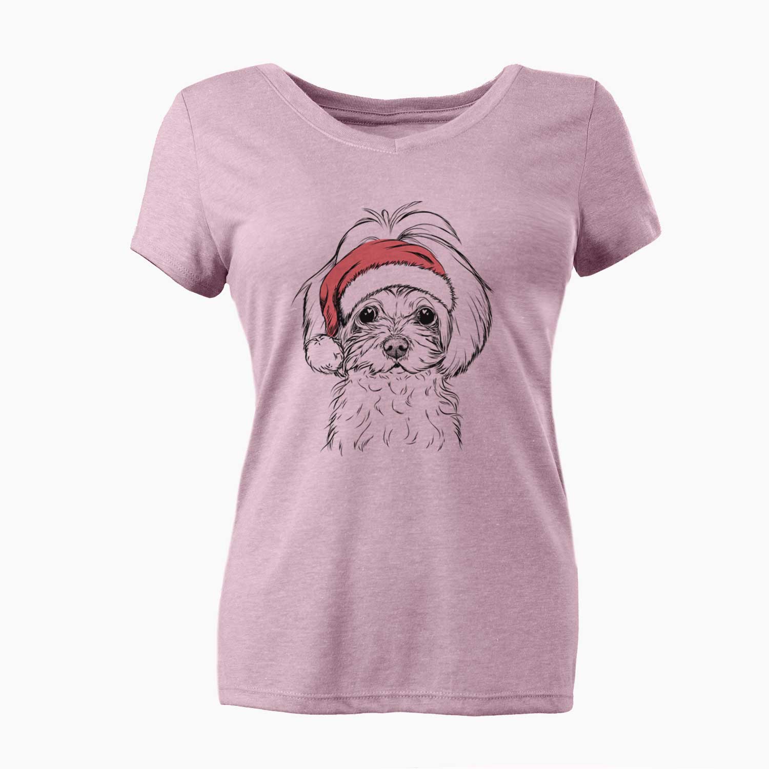 Santa Ellie the Maltese - Women's V-neck Shirt