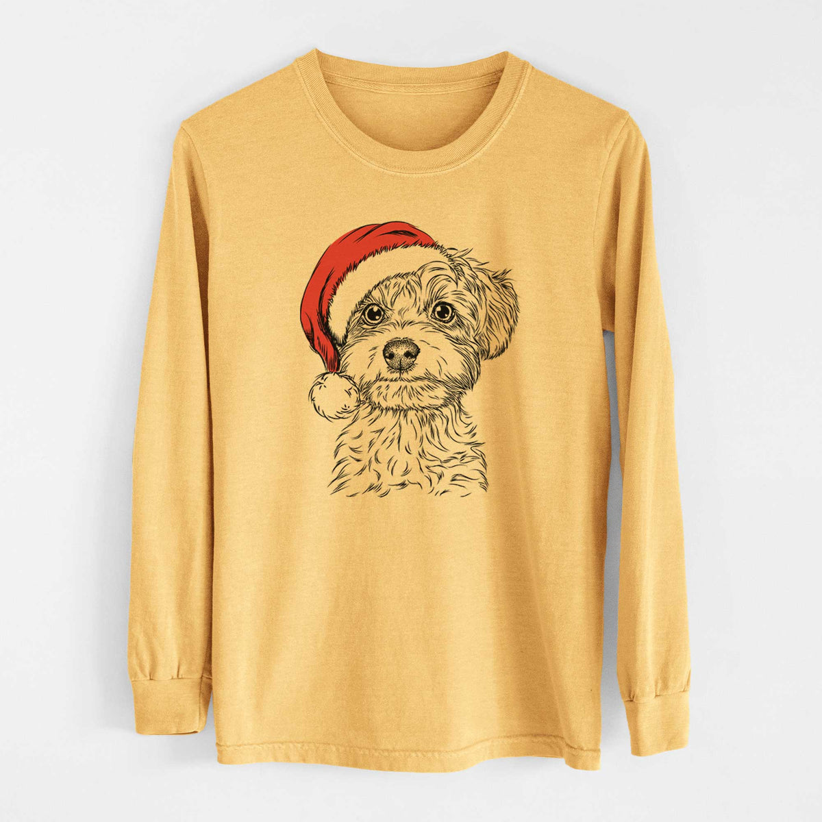 Santa Elliott the Yorkiepoo - Heavyweight 100% Cotton Long Sleeve