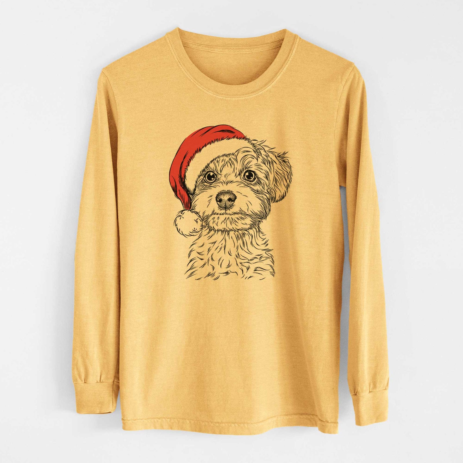 Santa Elliott the Yorkiepoo - Heavyweight 100% Cotton Long Sleeve