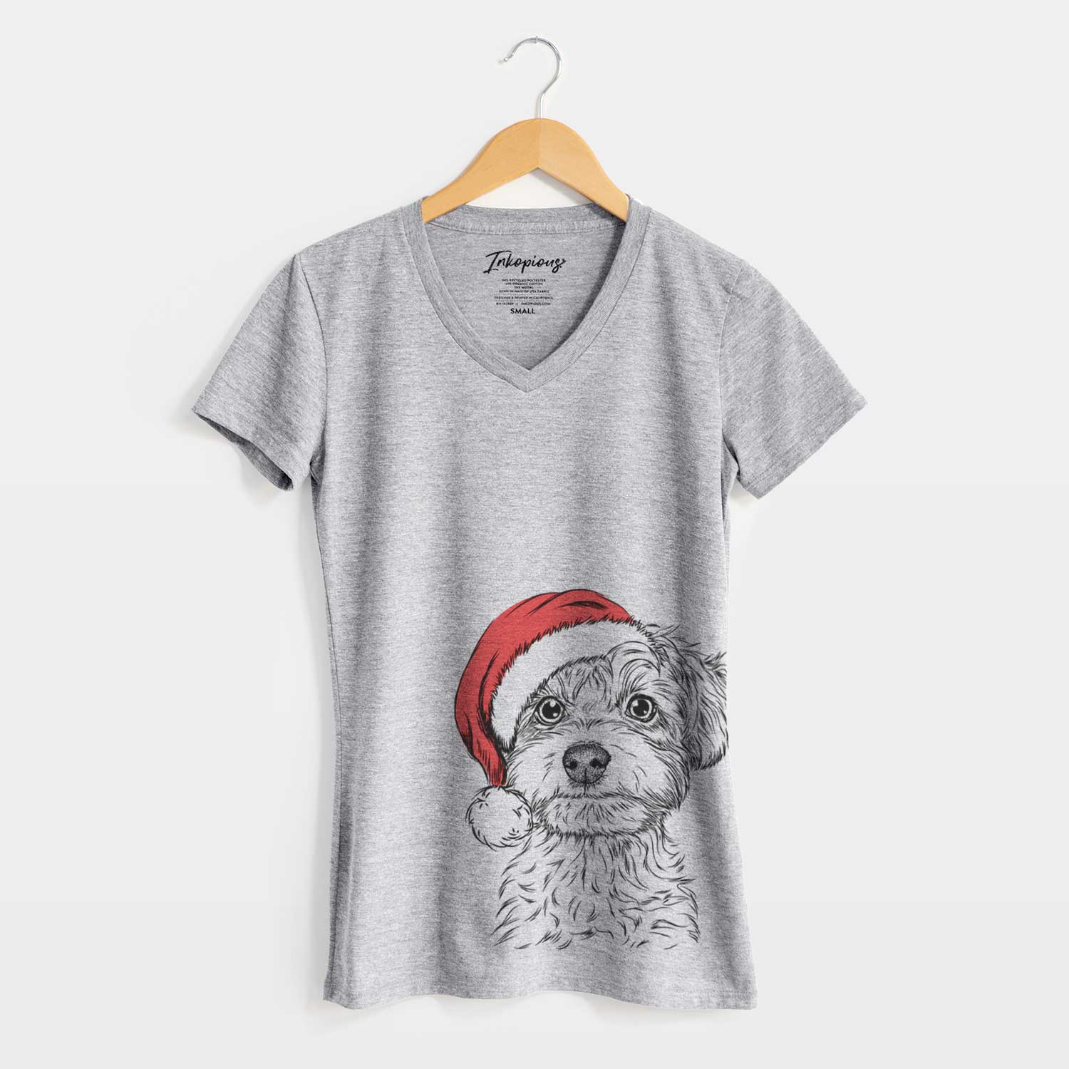 Santa Elliott the Yorkiepoo - Women's V-neck Shirt