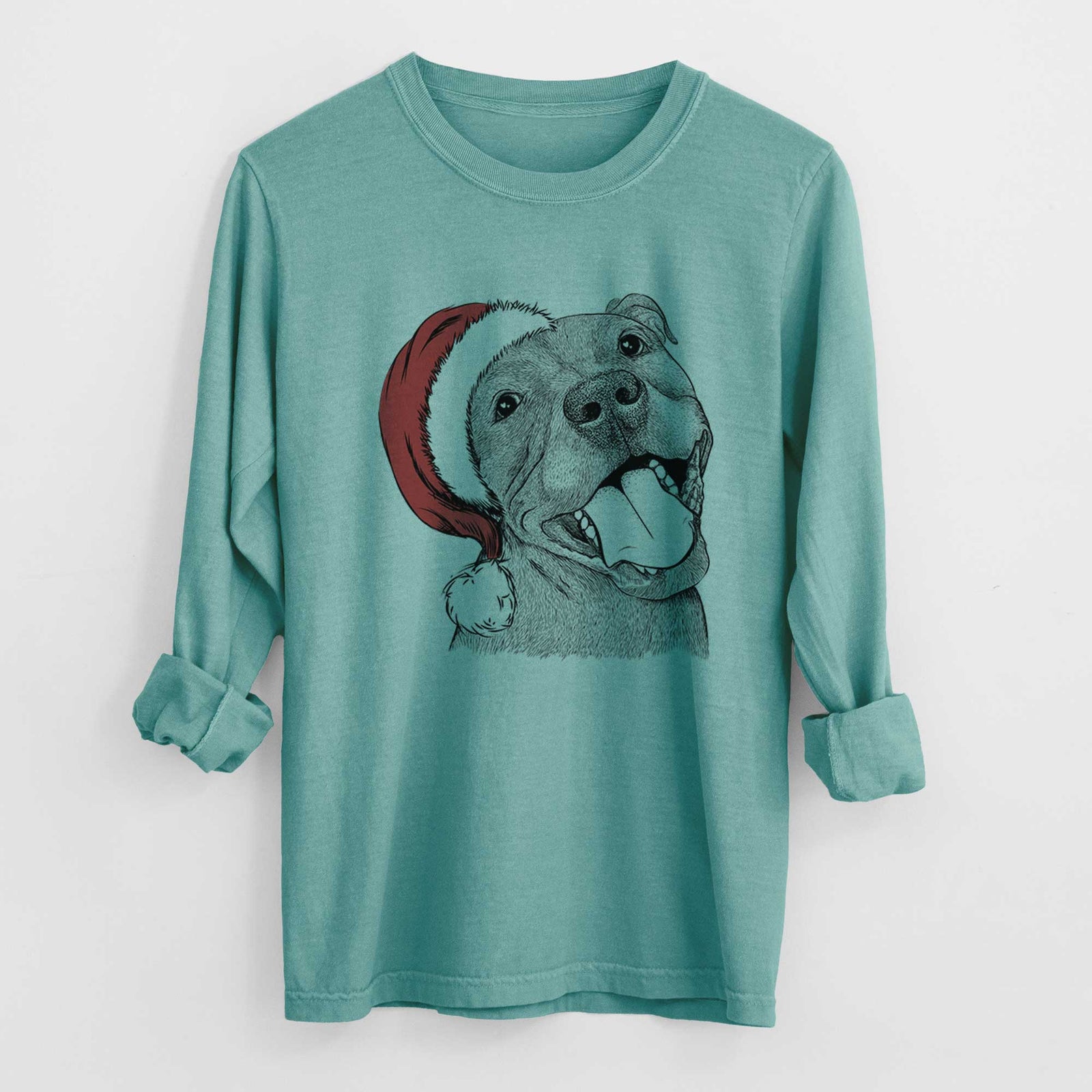 Santa Eloise the Pitbull Mix - Heavyweight 100% Cotton Long Sleeve