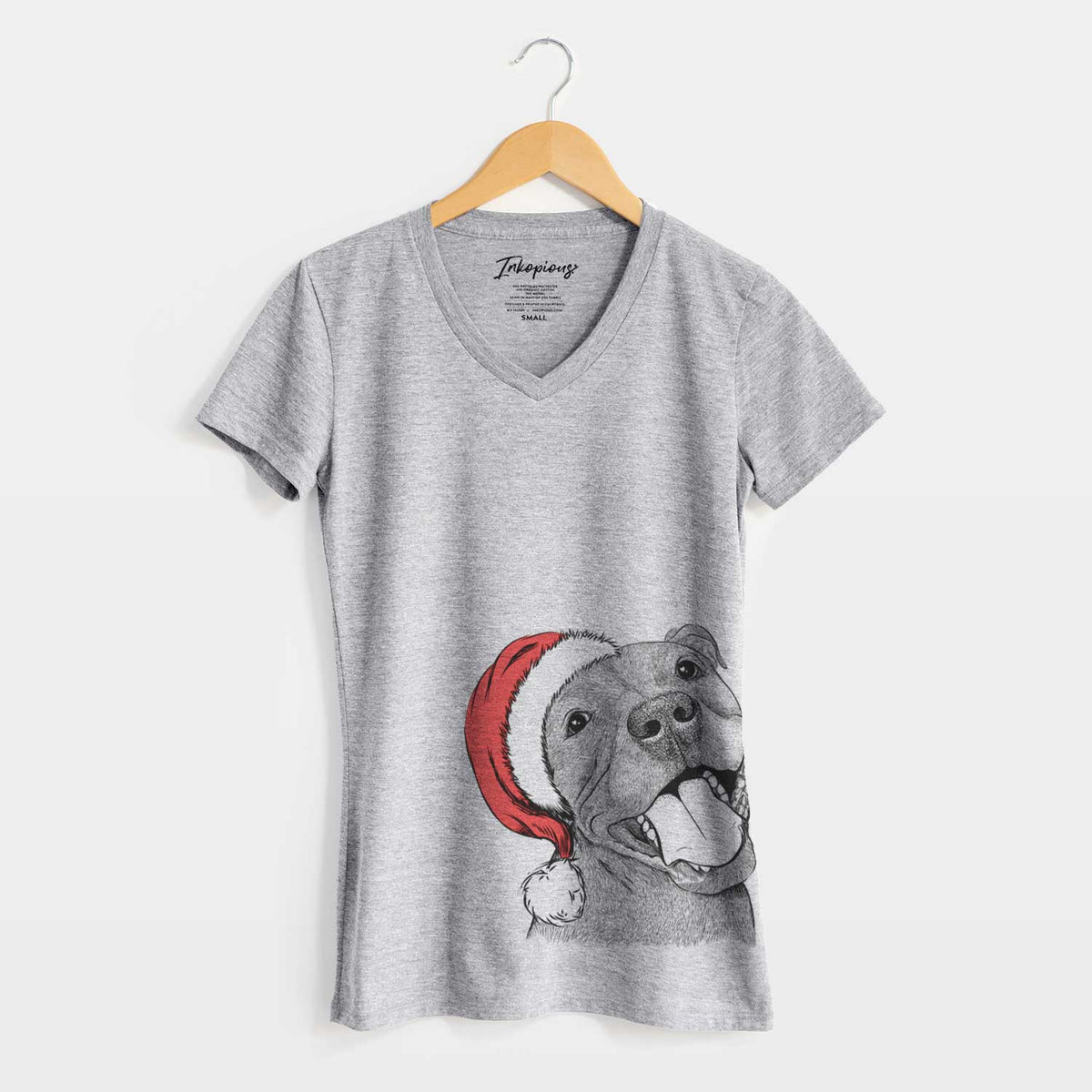 Santa Eloise the Pitbull Mix - Women's V-neck Shirt