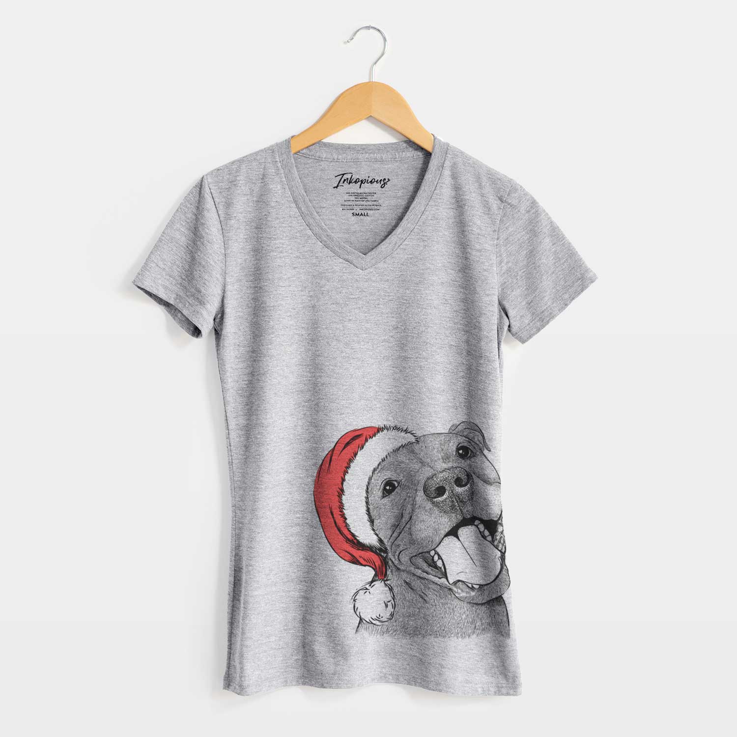 Santa Eloise the Pitbull Mix - Women's V-neck Shirt