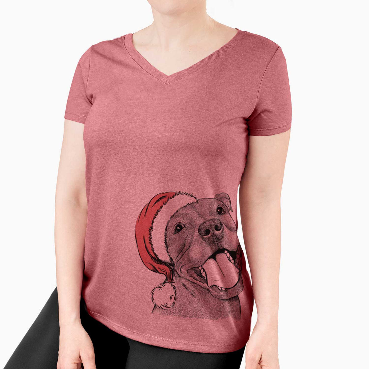 Santa Eloise the Pitbull Mix - Women's V-neck Shirt