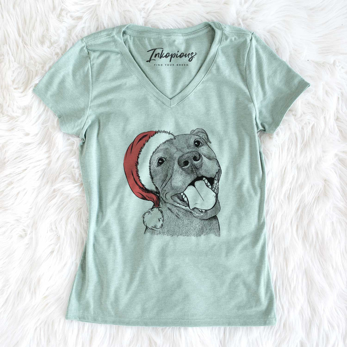 Santa Eloise the Pitbull Mix - Women's V-neck Shirt
