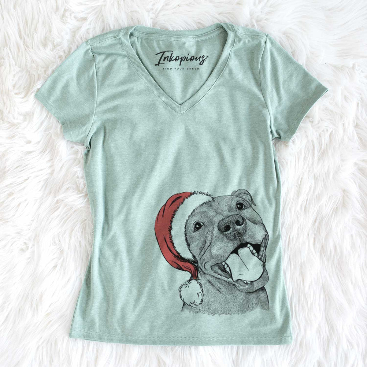 Santa Eloise the Pitbull Mix - Women&#39;s V-neck Shirt