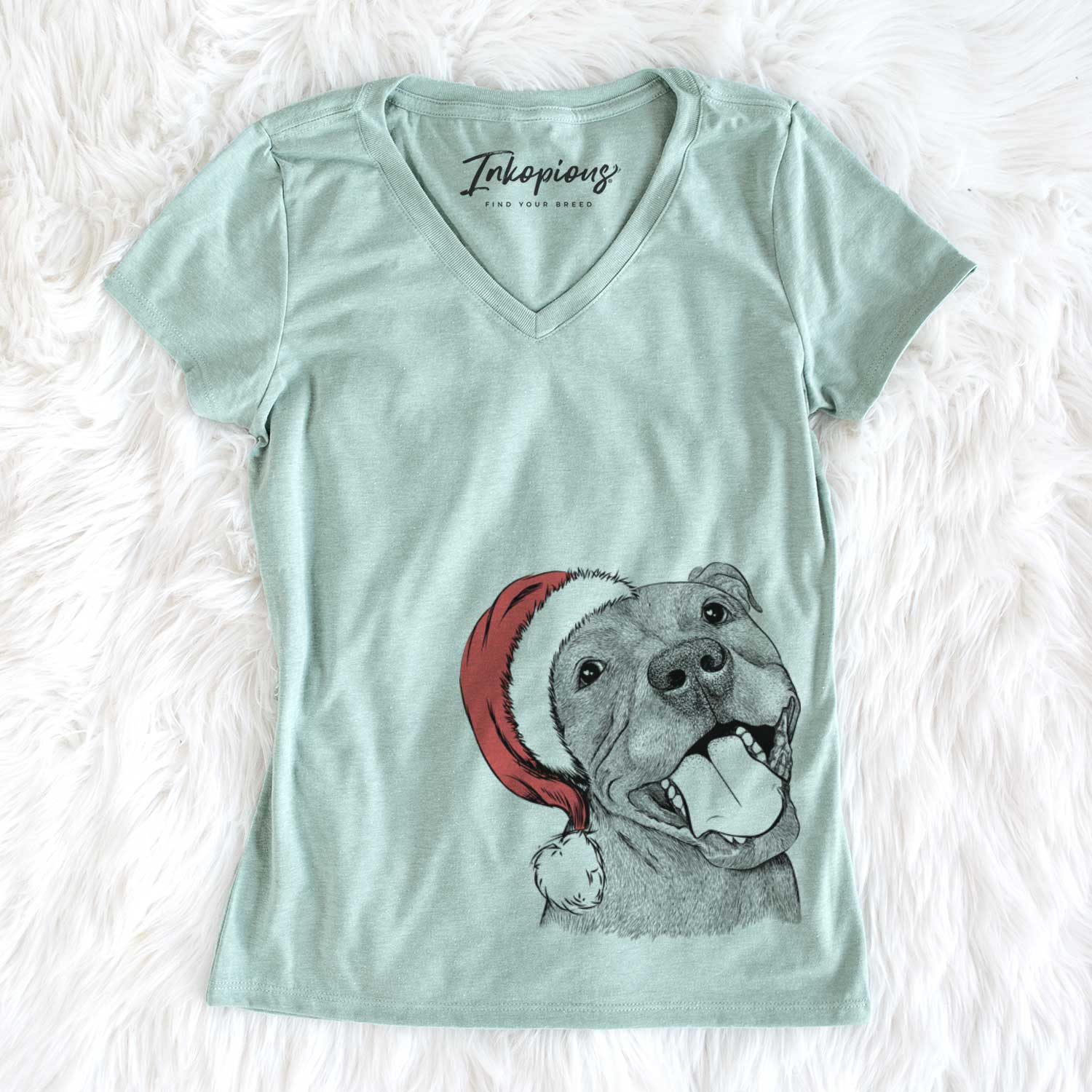 Santa Eloise the Pitbull Mix - Women's V-neck Shirt