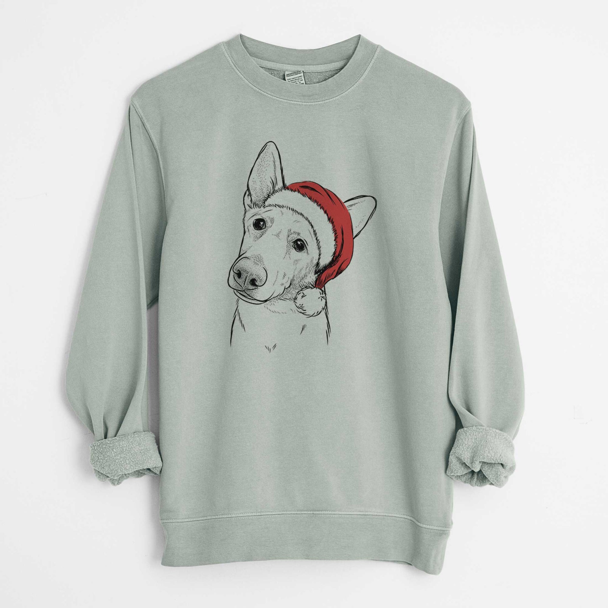 Santa Elsa the German Shepherd - Unisex Pigment Dyed Crew Sweatshirt