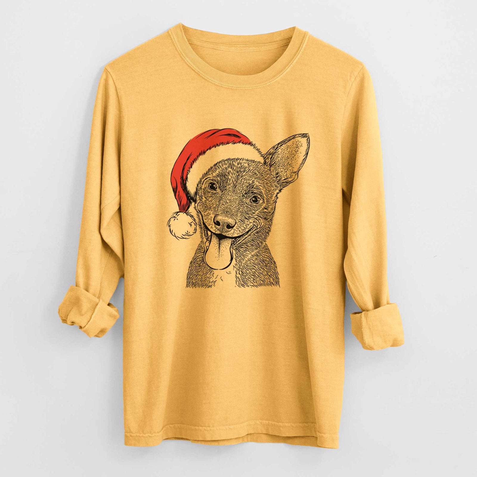 Santa Elvira the Terrier Mix - Heavyweight 100% Cotton Long Sleeve