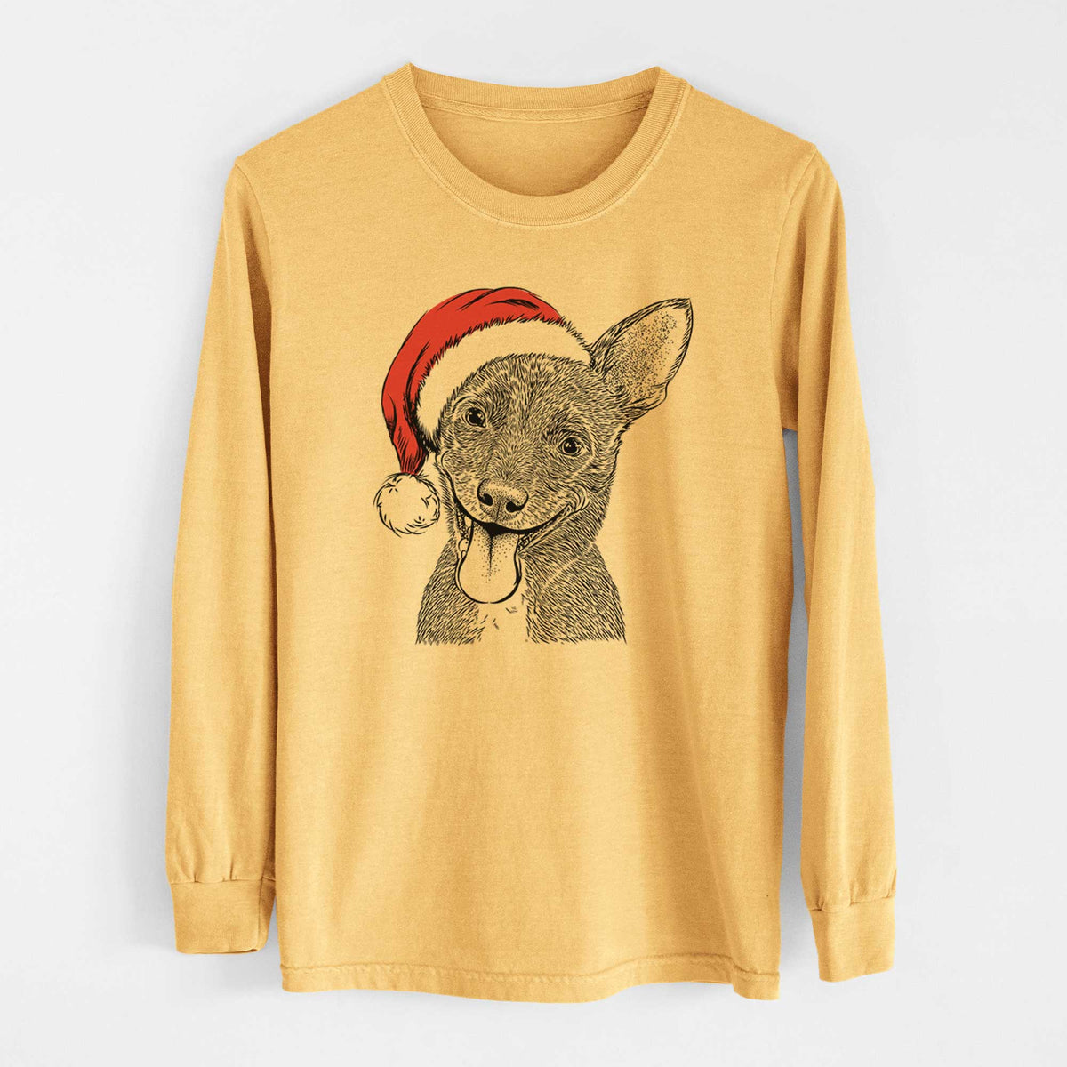 Santa Elvira the Terrier Mix - Heavyweight 100% Cotton Long Sleeve