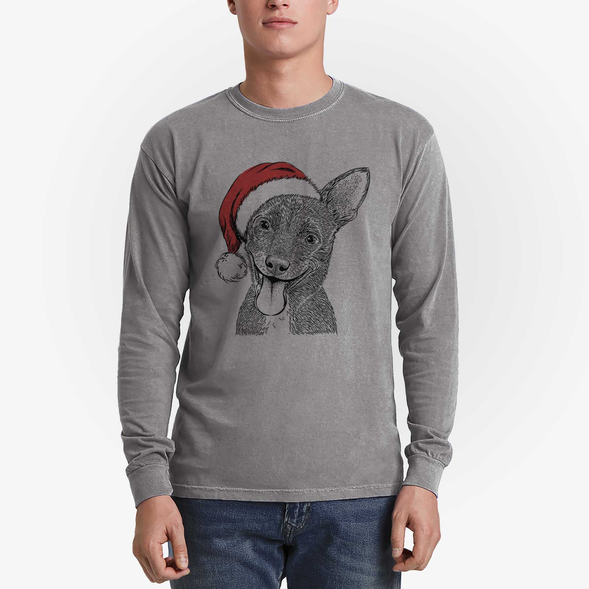 Santa Elvira the Terrier Mix - Heavyweight 100% Cotton Long Sleeve