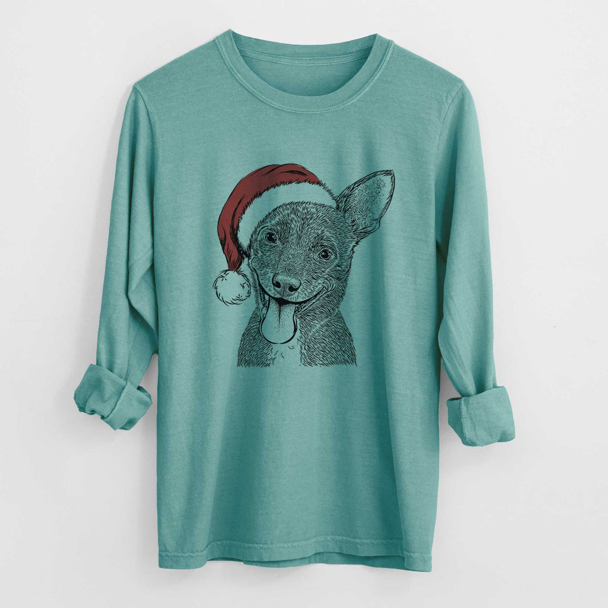 Santa Elvira the Terrier Mix - Heavyweight 100% Cotton Long Sleeve