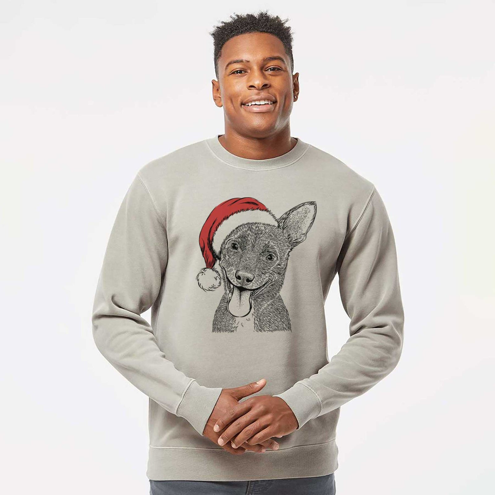 Santa Elvira the Terrier Mix - Unisex Pigment Dyed Crew Sweatshirt