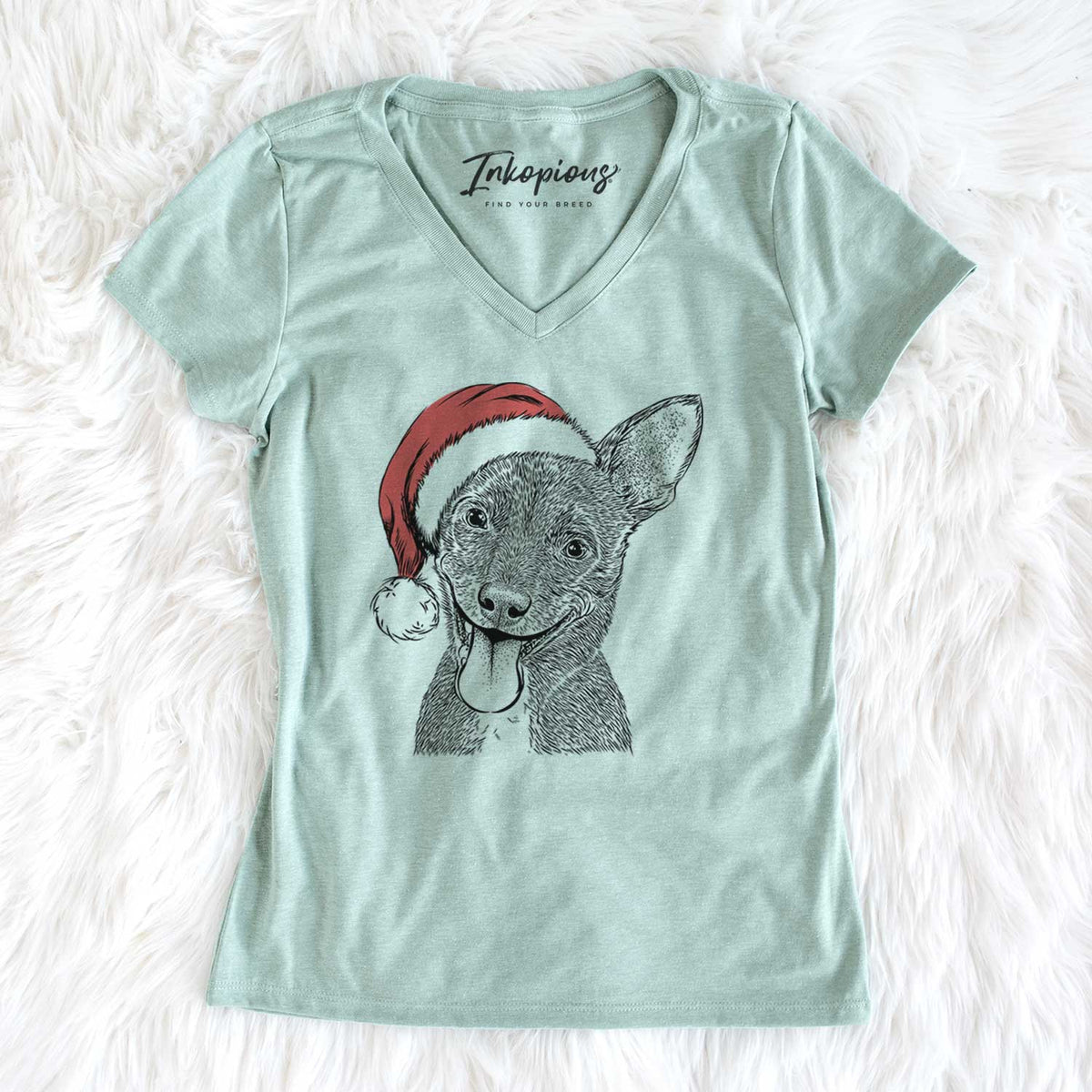 Santa Elvira the Terrier Mix - Women's V-neck Shirt