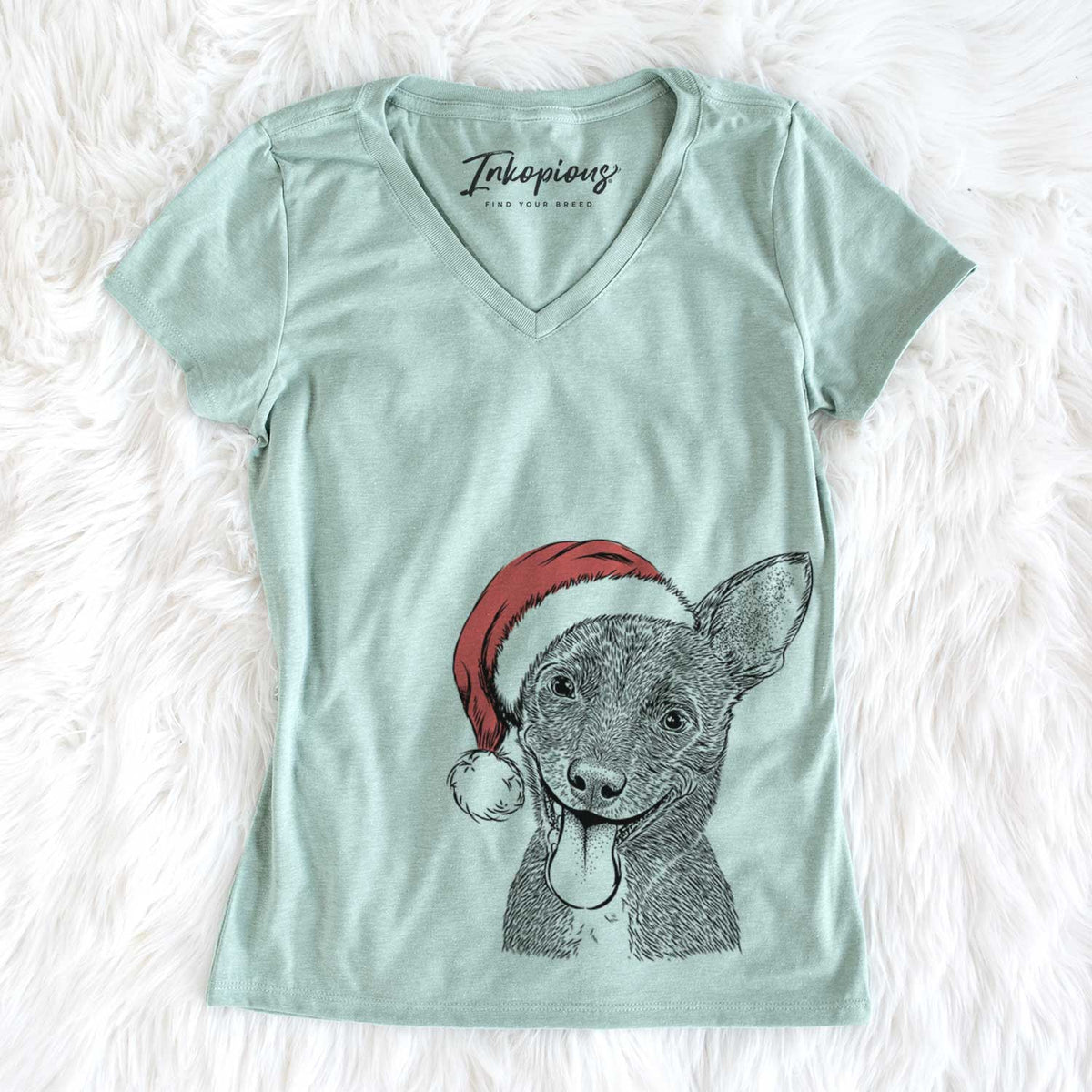 Santa Elvira the Terrier Mix - Women's V-neck Shirt