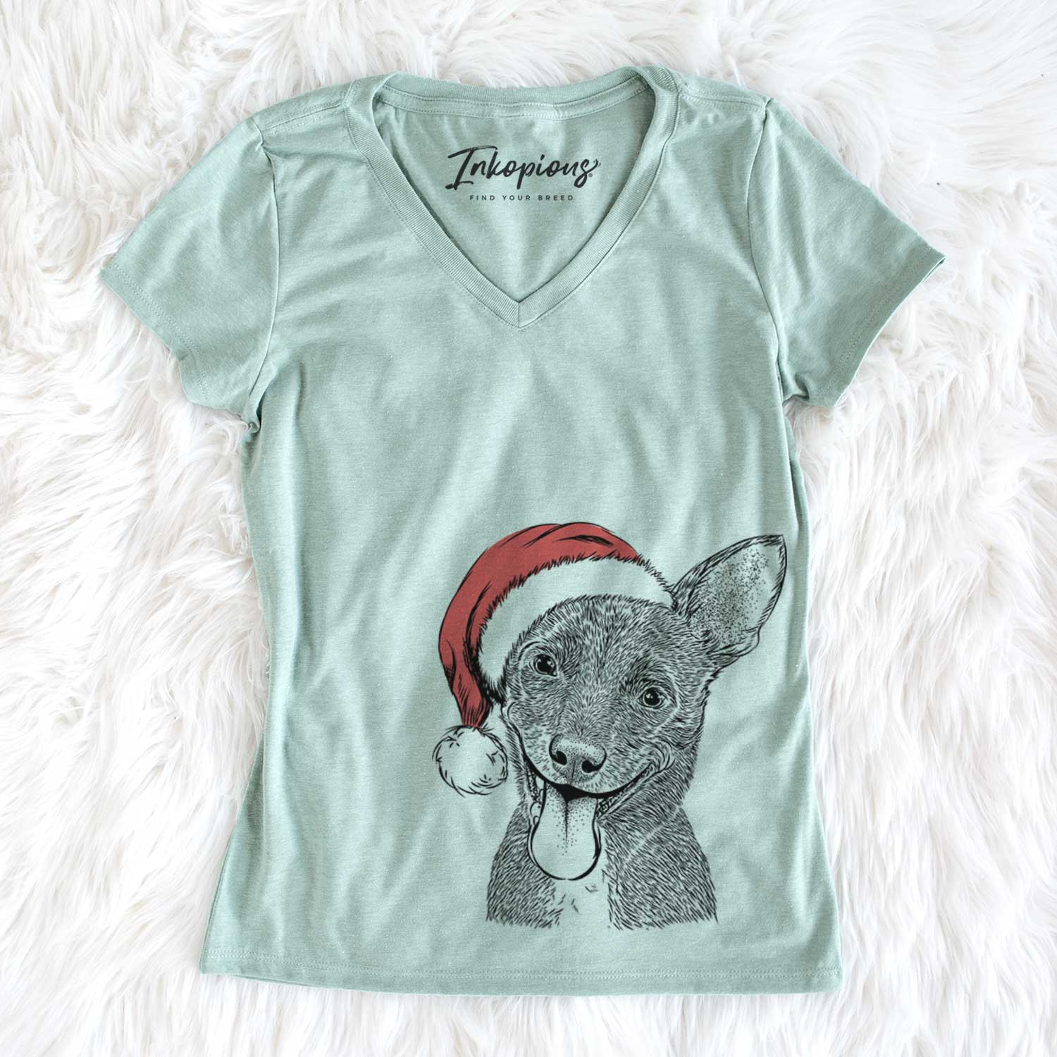 Santa Elvira the Terrier Mix - Women's V-neck Shirt