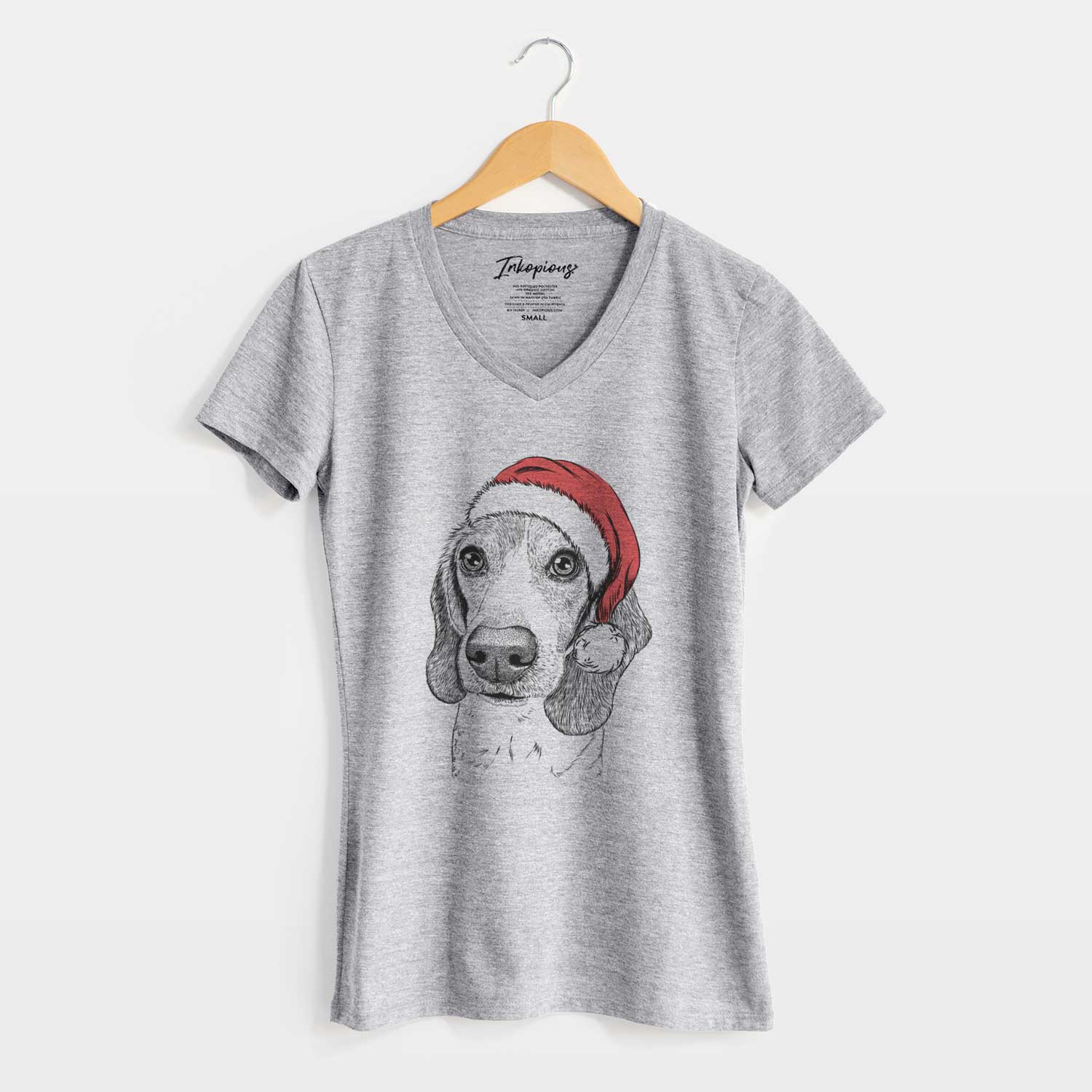 Santa Elvis the Bluetick Beagle - Women's V-neck Shirt