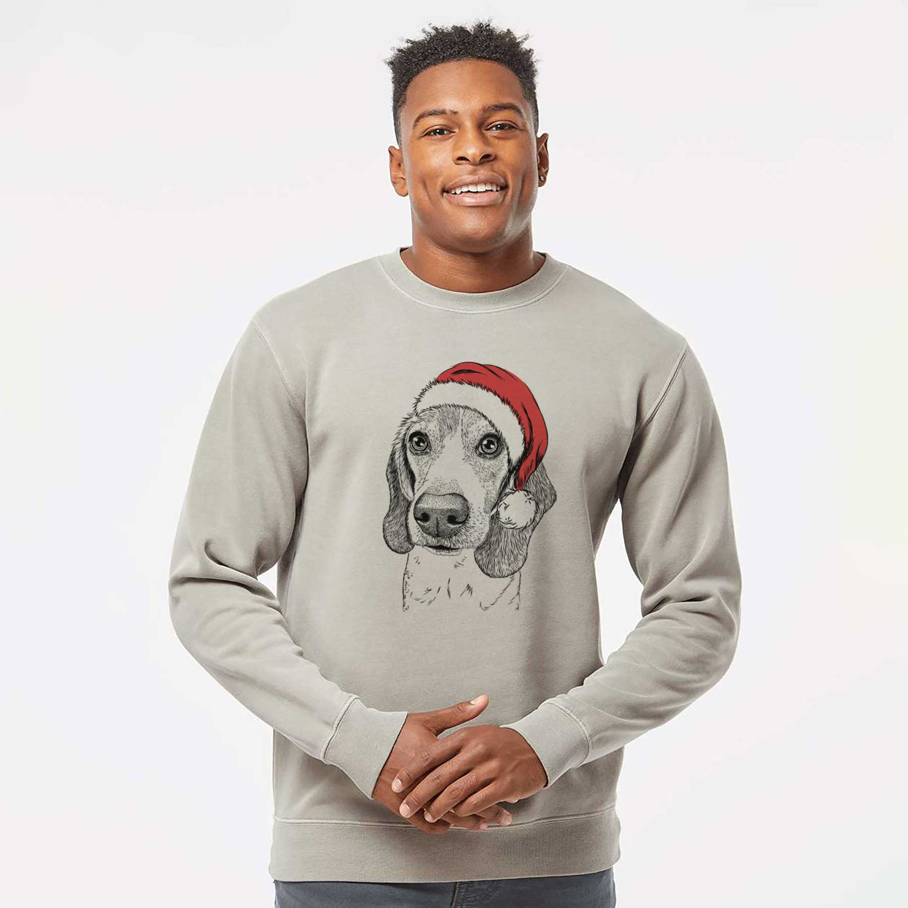 Santa Elvis the Bluetick Beagle - Unisex Pigment Dyed Crew Sweatshirt