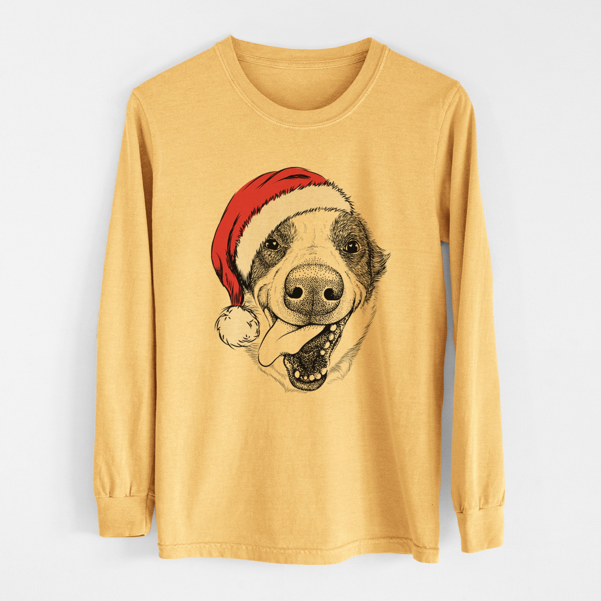 Santa Elwood the Border Collie - Heavyweight 100% Cotton Long Sleeve