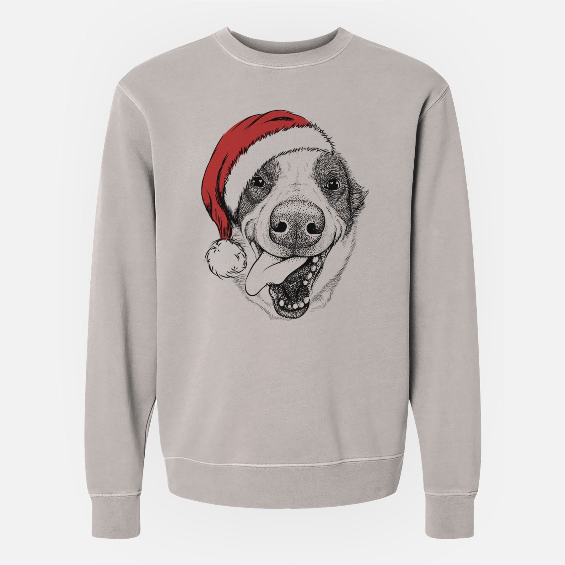 Santa Elwood the Border Collie - Unisex Pigment Dyed Crew Sweatshirt