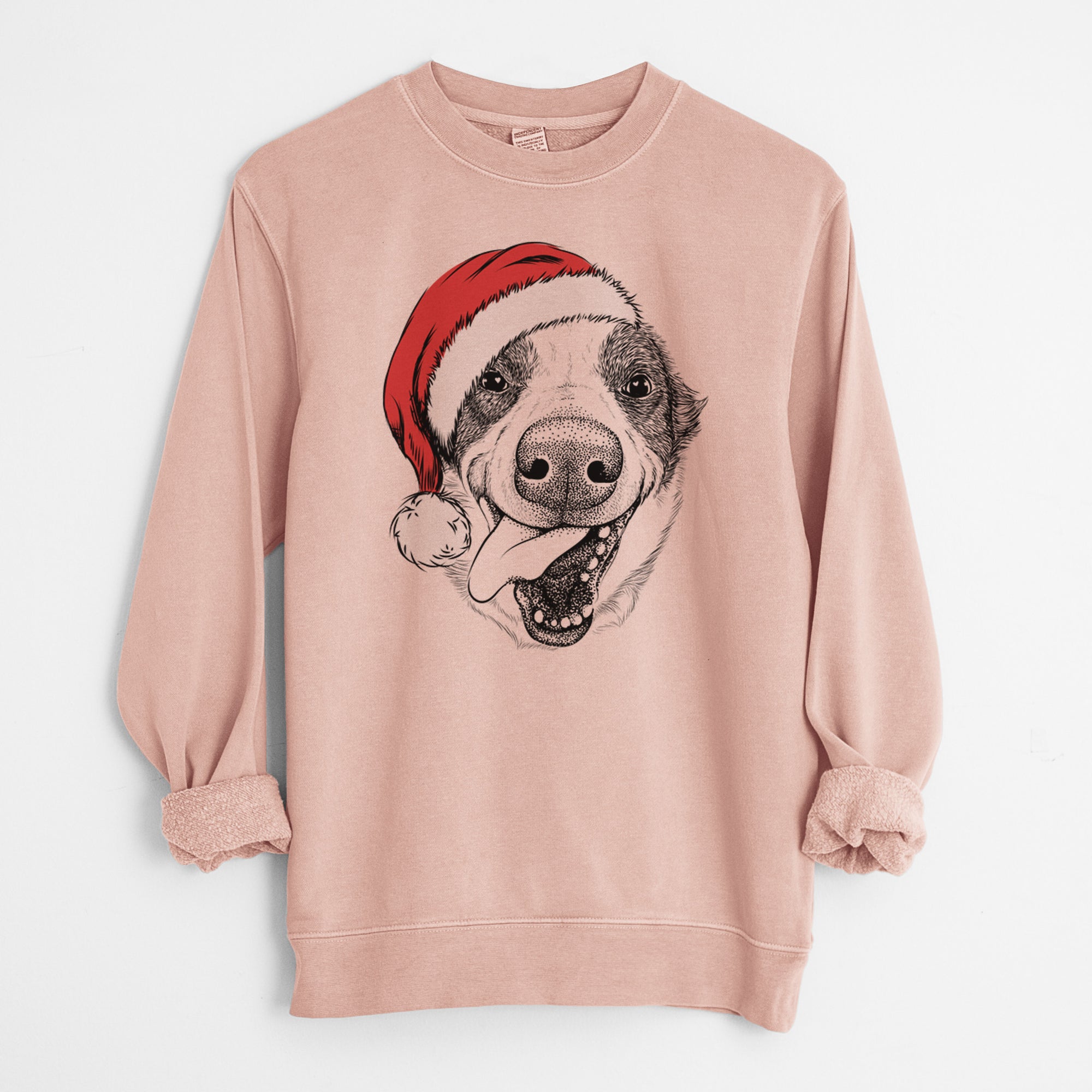 Santa Elwood the Border Collie - Unisex Pigment Dyed Crew Sweatshirt