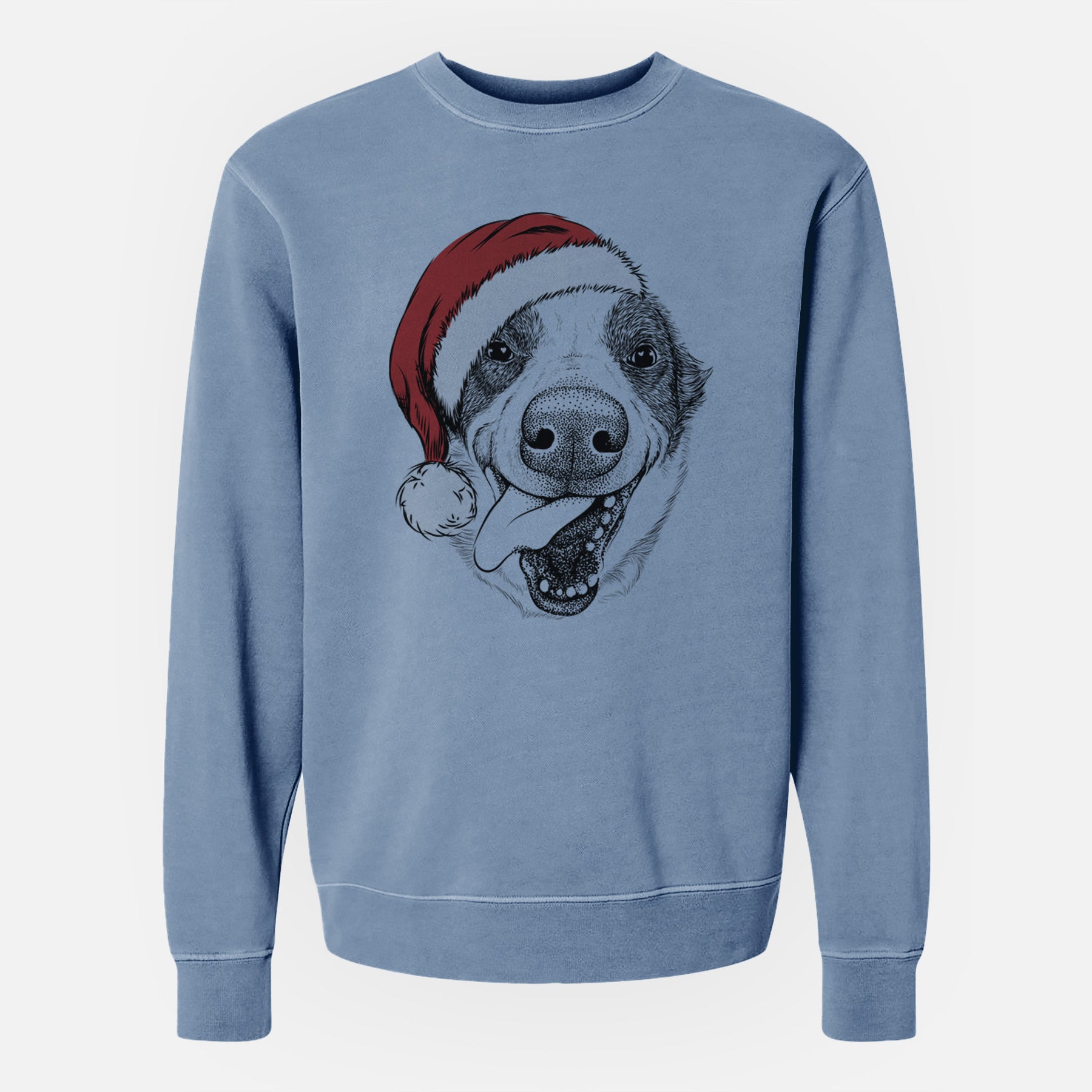 Santa Elwood the Border Collie - Unisex Pigment Dyed Crew Sweatshirt