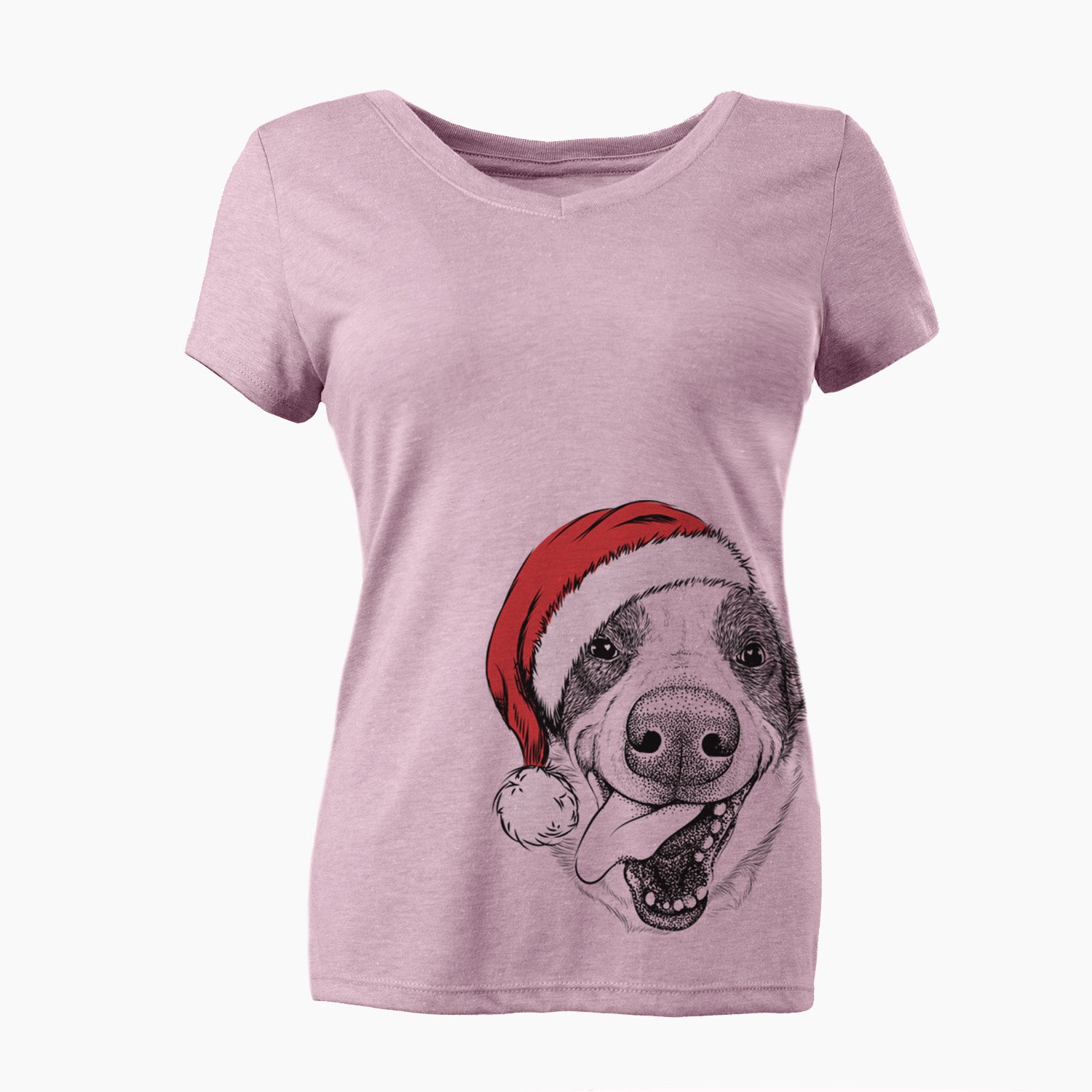 Santa Elwood the Border Collie - Women's Perfect V-neck Shirt