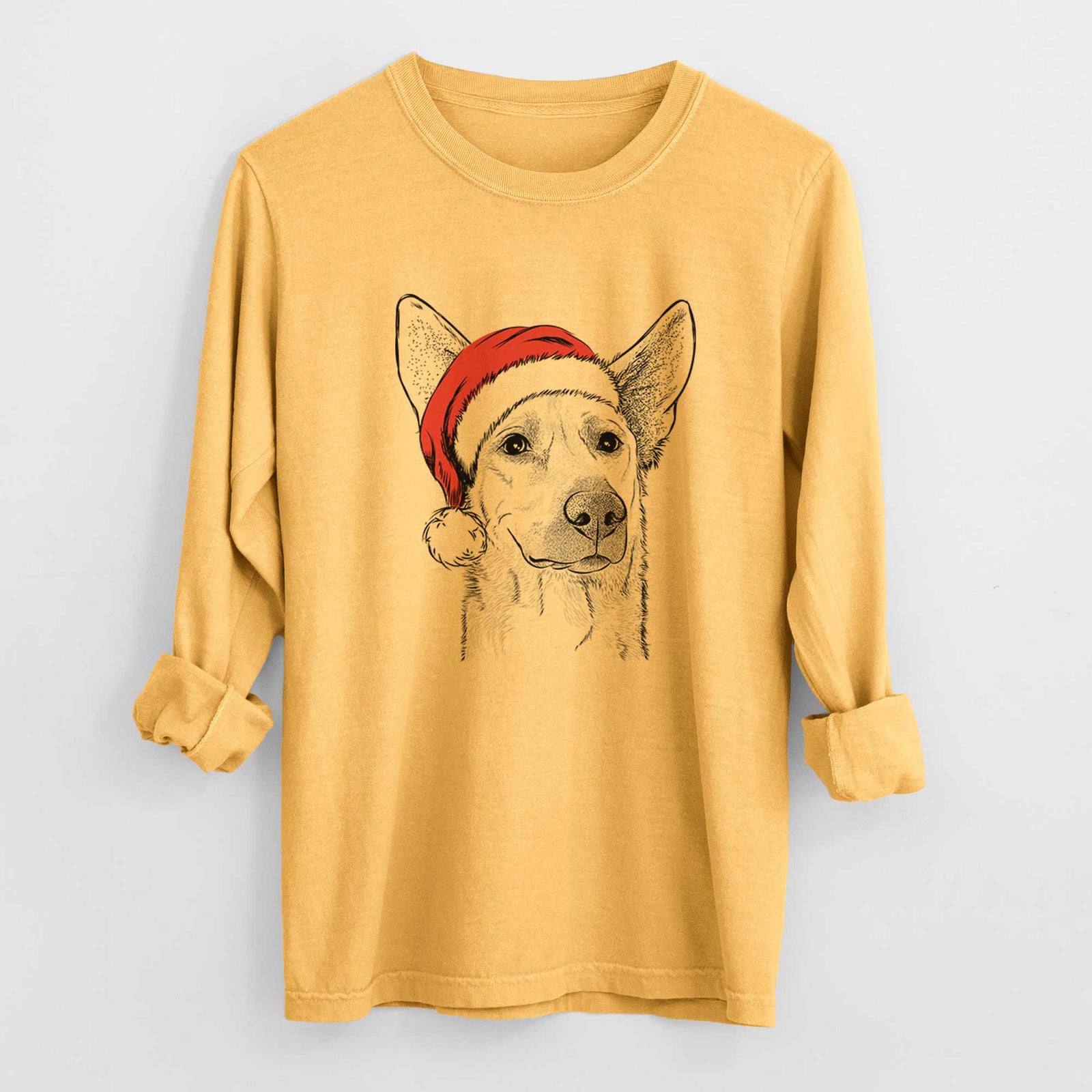 Santa Ember the Shepherd Mix - Heavyweight 100% Cotton Long Sleeve