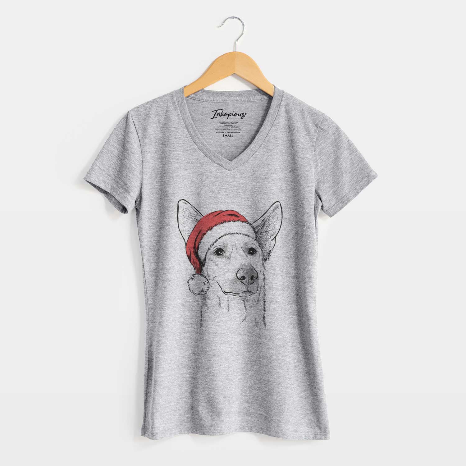 Santa Ember the Shepherd Mix - Women's V-neck Shirt