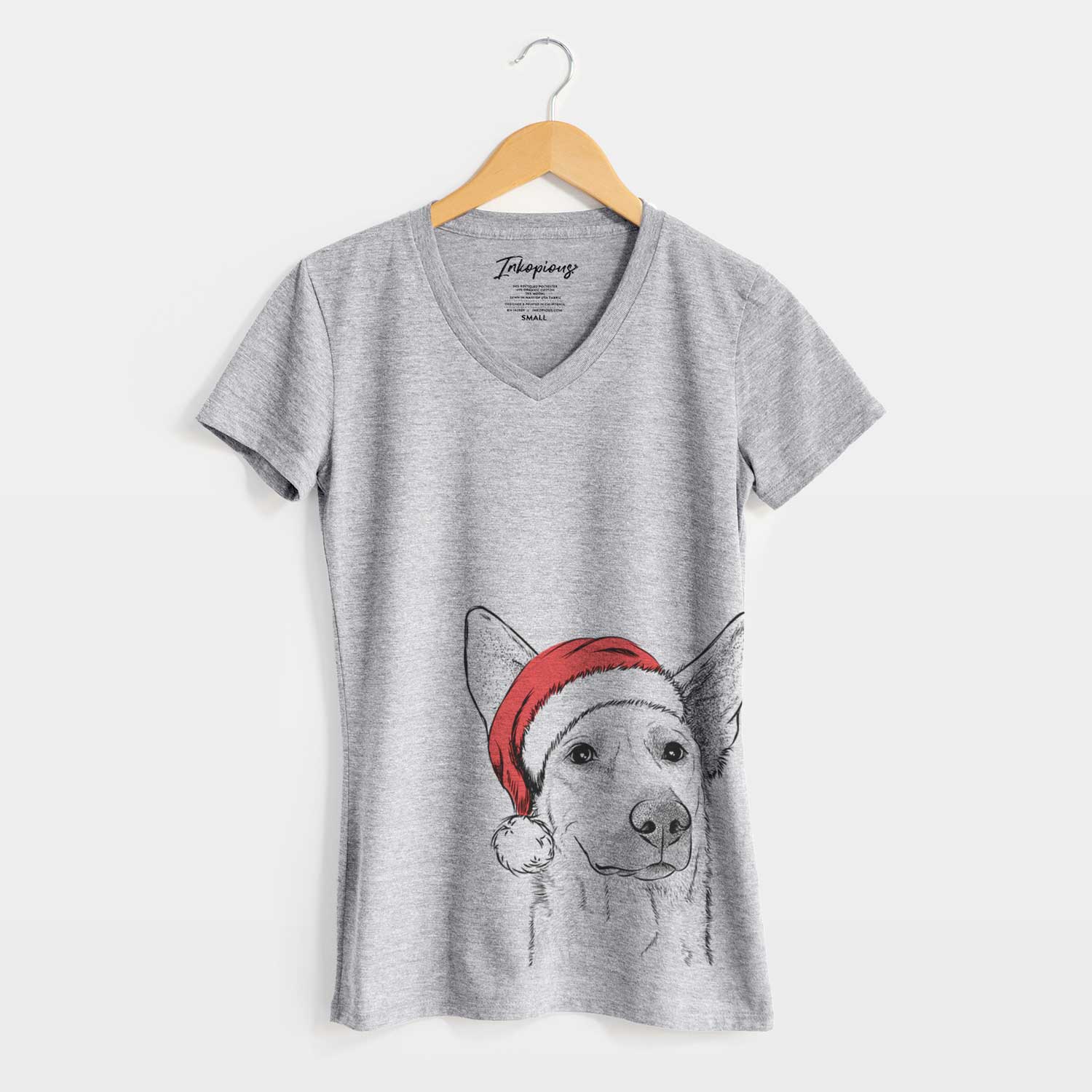 Santa Ember the Shepherd Mix - Women's V-neck Shirt