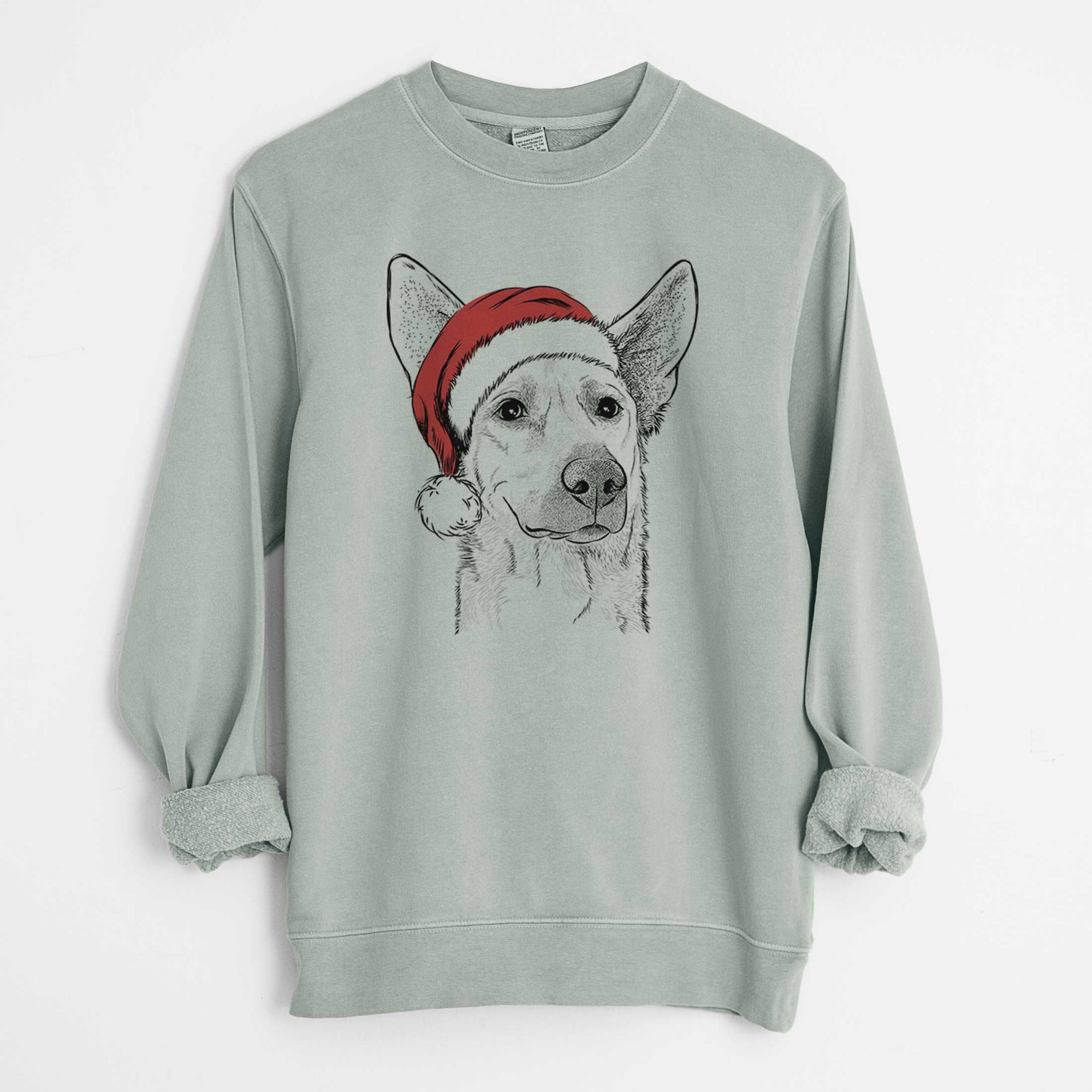 Santa Ember the Shepherd Mix - Unisex Pigment Dyed Crew Sweatshirt