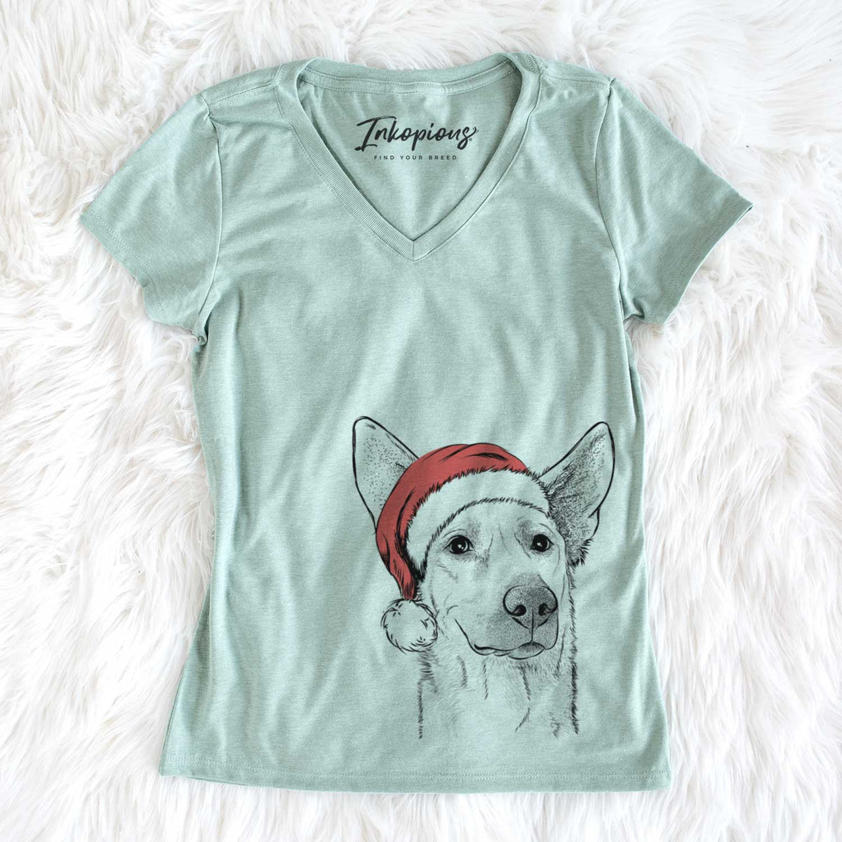 Santa Ember the Shepherd Mix - Women&#39;s V-neck Shirt