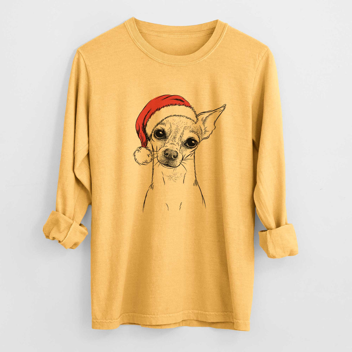 Santa Emee the Chihuahua - Heavyweight 100% Cotton Long Sleeve