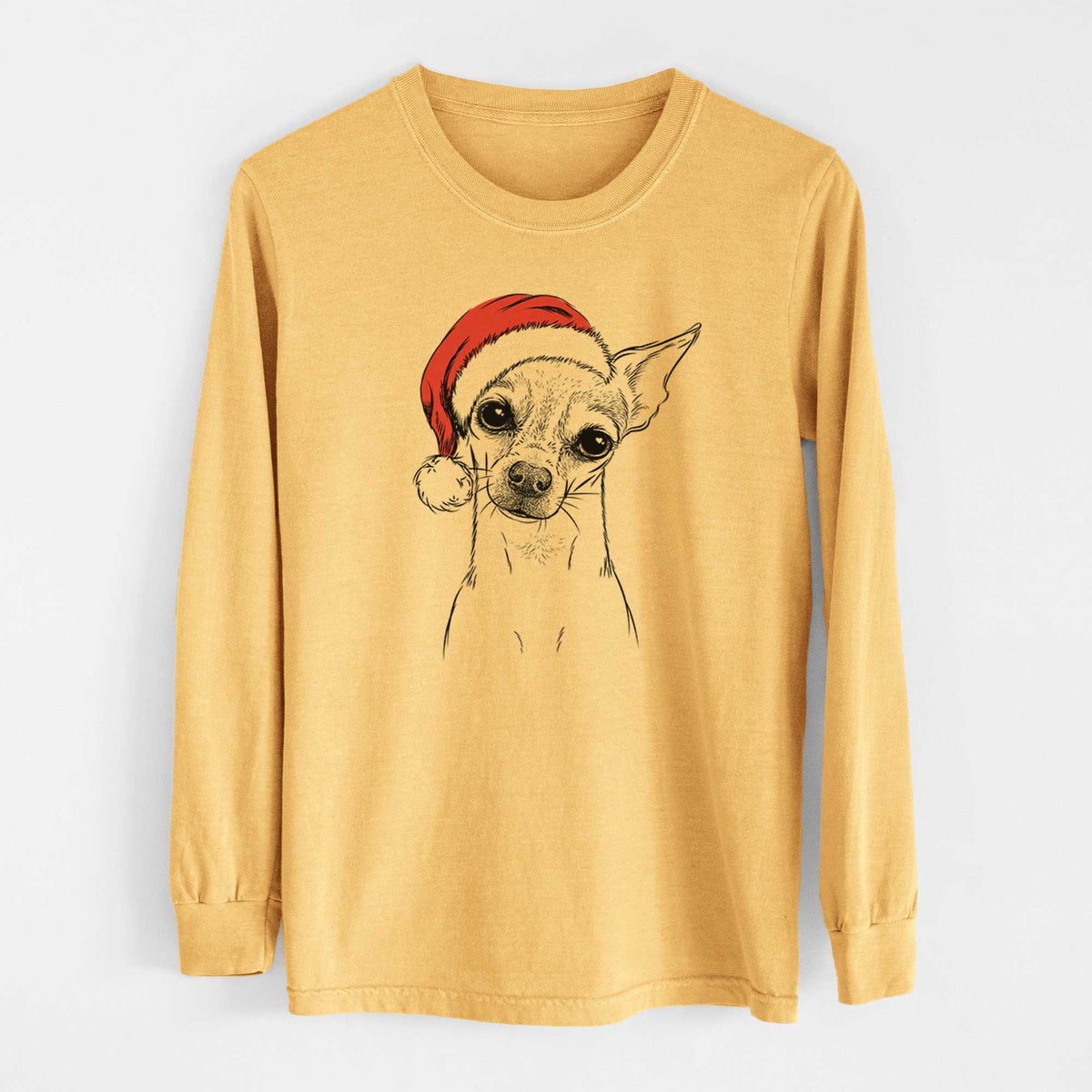Santa Emee the Chihuahua - Heavyweight 100% Cotton Long Sleeve