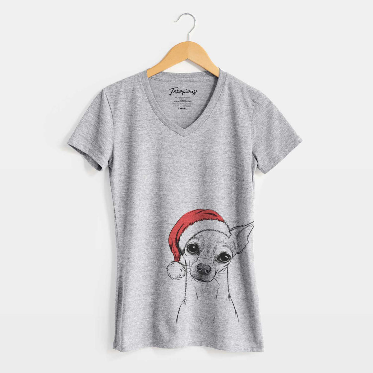 Santa Emee the Chihuahua - Women's V-neck Shirt