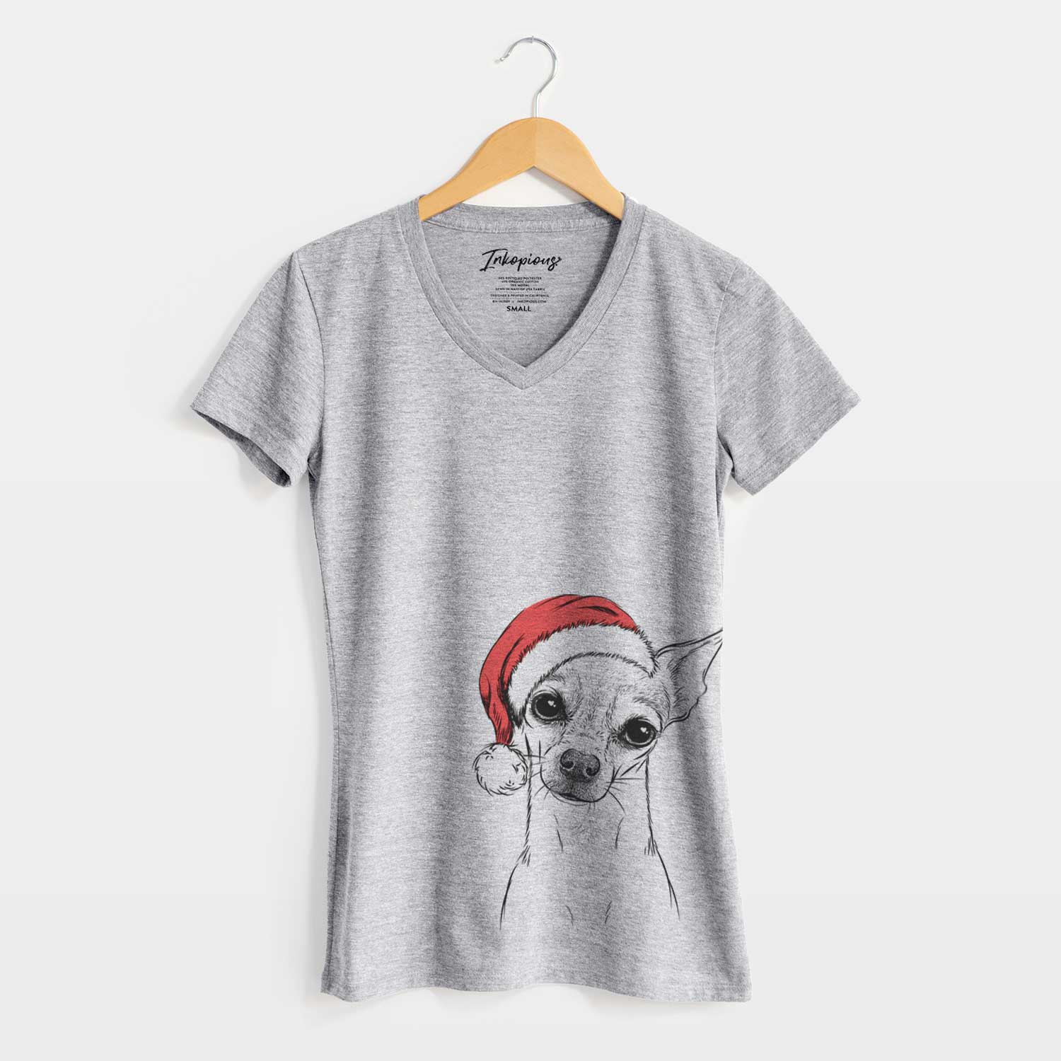 Santa Emee the Chihuahua - Women's V-neck Shirt