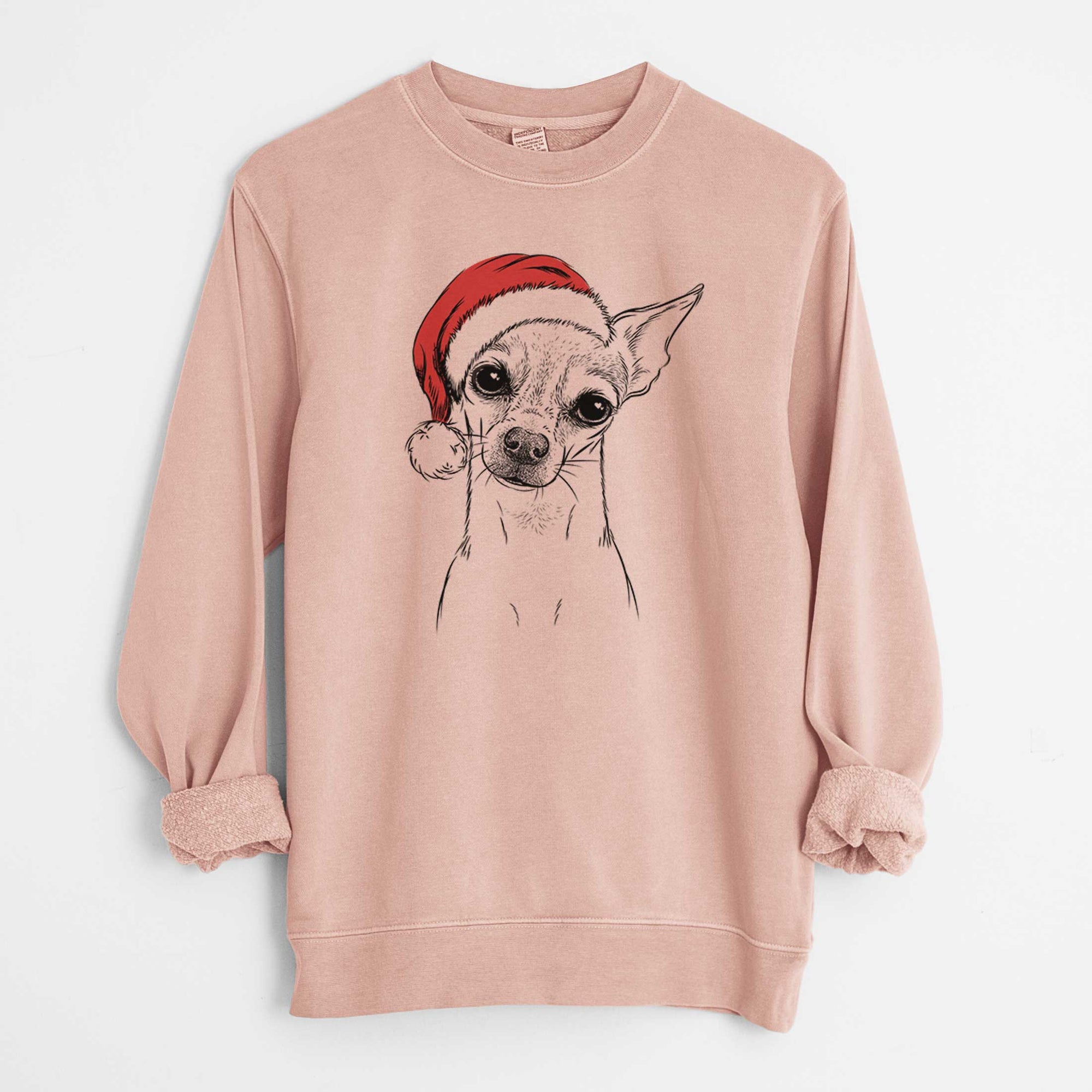 Santa Emee the Chihuahua - Unisex Pigment Dyed Crew Sweatshirt