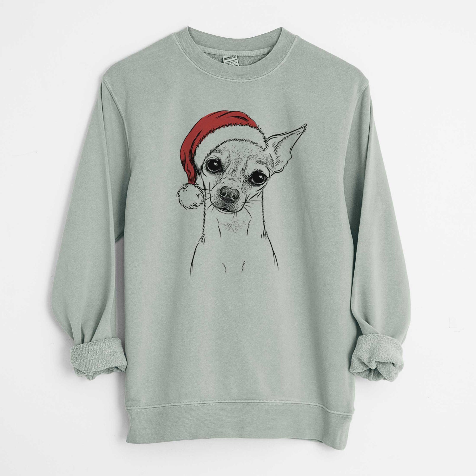 Santa Emee the Chihuahua - Unisex Pigment Dyed Crew Sweatshirt