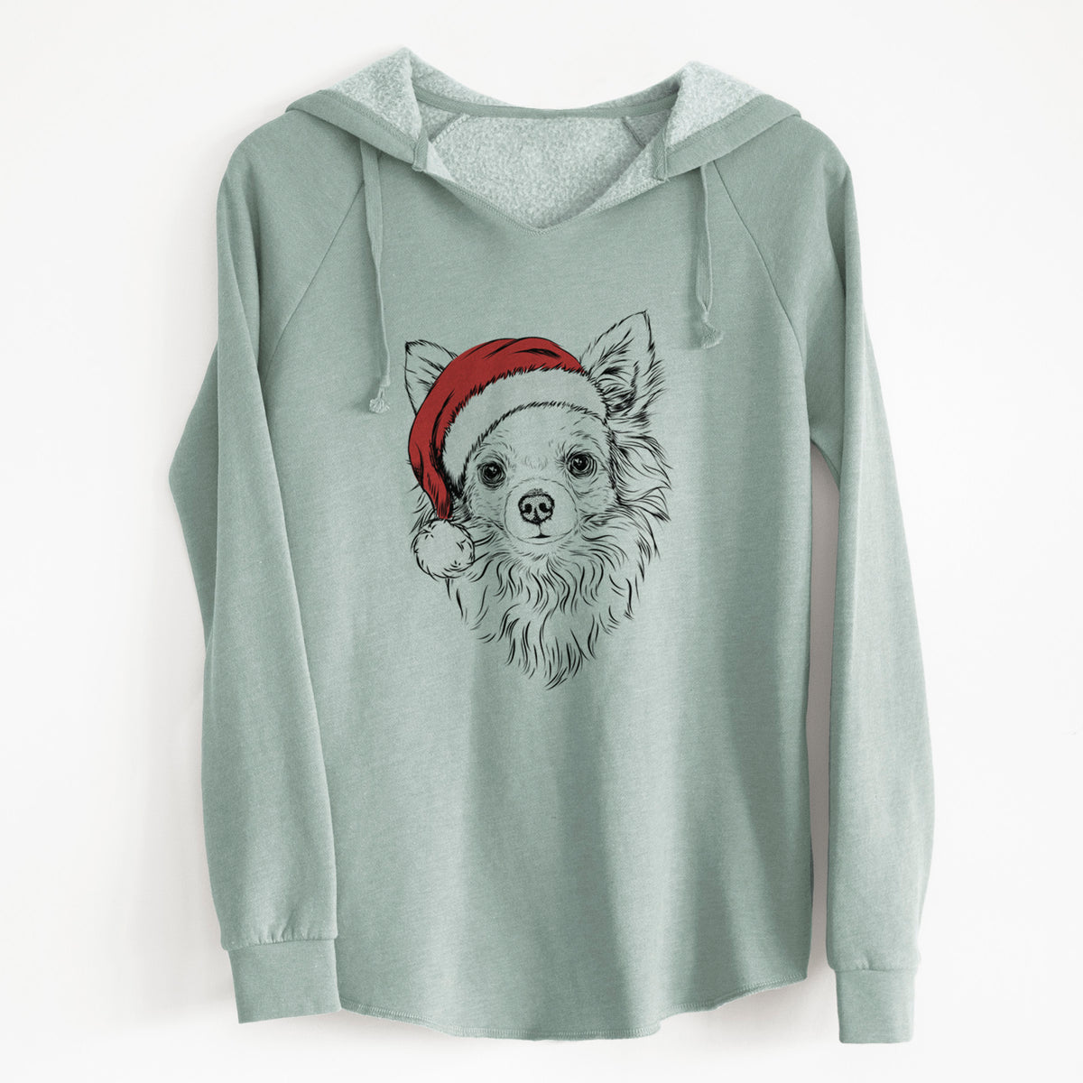 Santa Emma the Longhaired Chihuahua - Cali Wave Hooded Sweatshirt