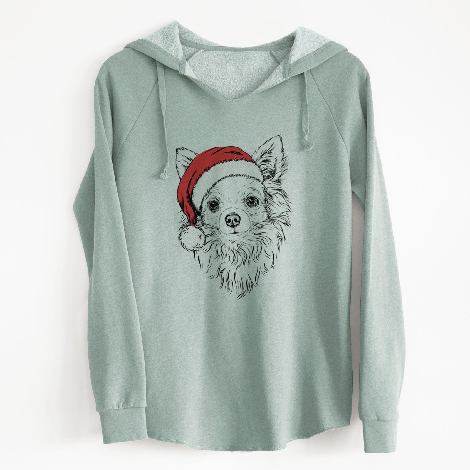 Santa Emma the Longhaired Chihuahua - Cali Wave Hooded Sweatshirt