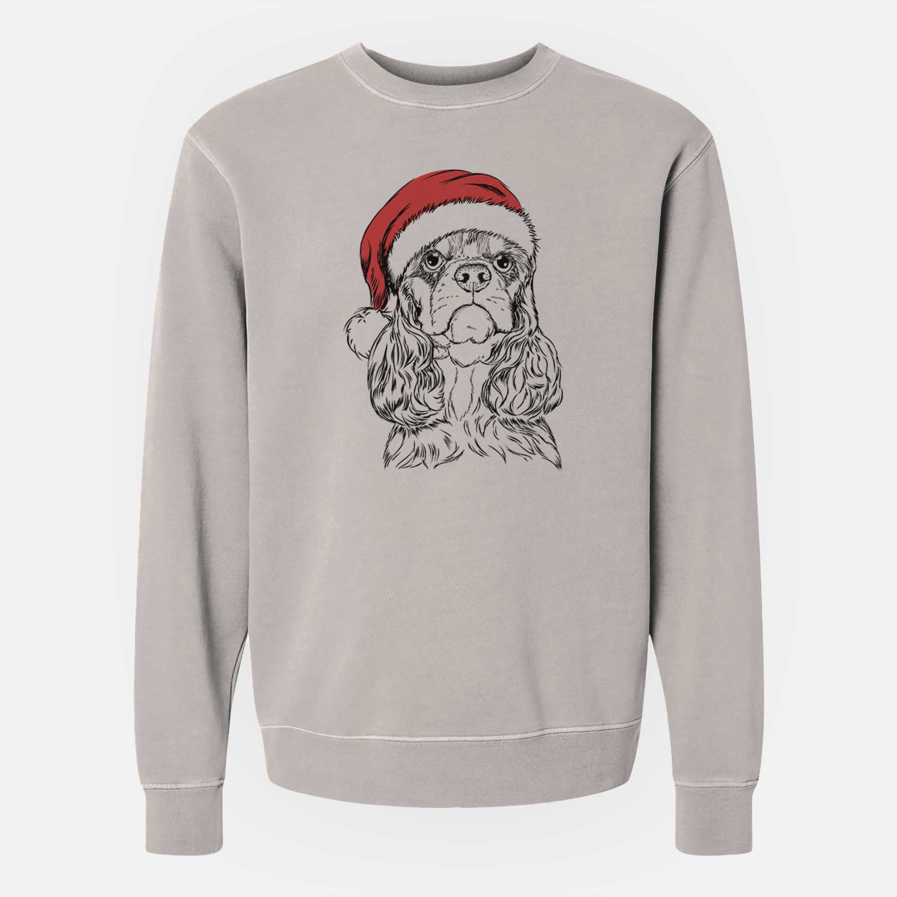 Santa Emma the Cocker Spaniel - Unisex Pigment Dyed Crew Sweatshirt