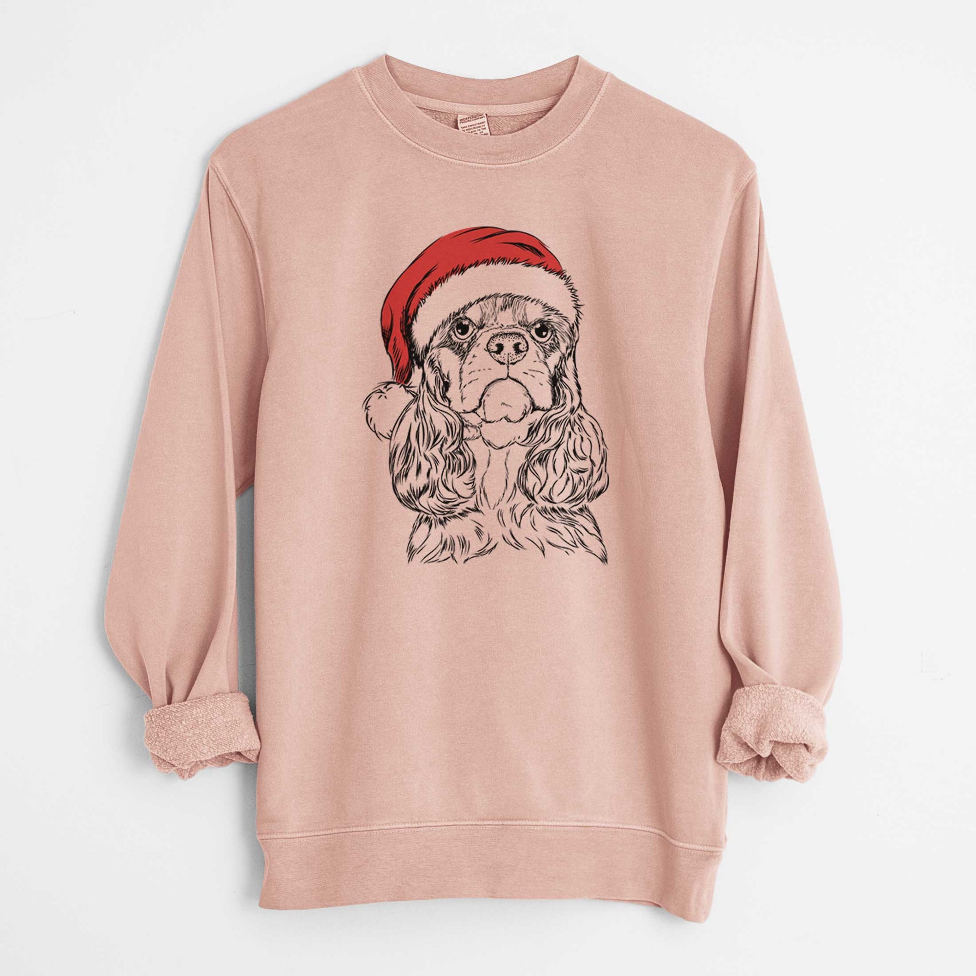 Santa Emma the Cocker Spaniel - Unisex Pigment Dyed Crew Sweatshirt